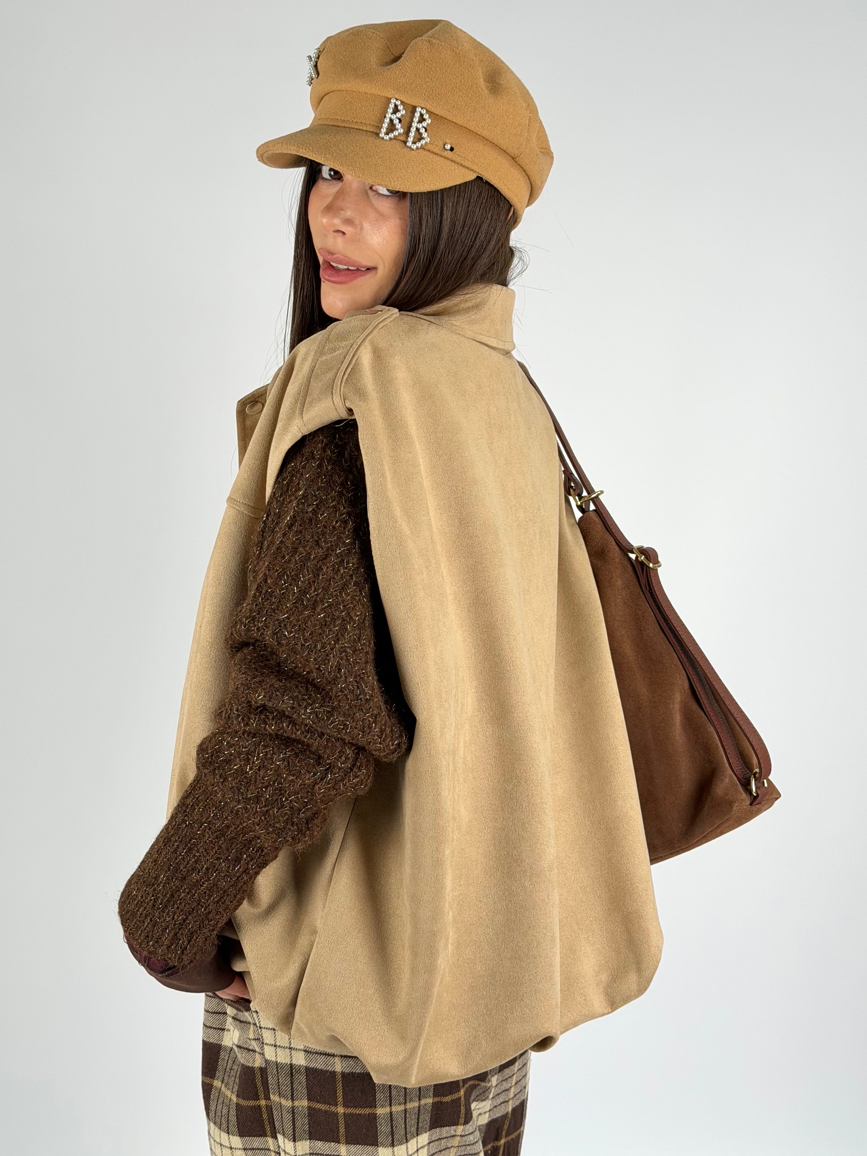 Smanicato scamosciato tabacco