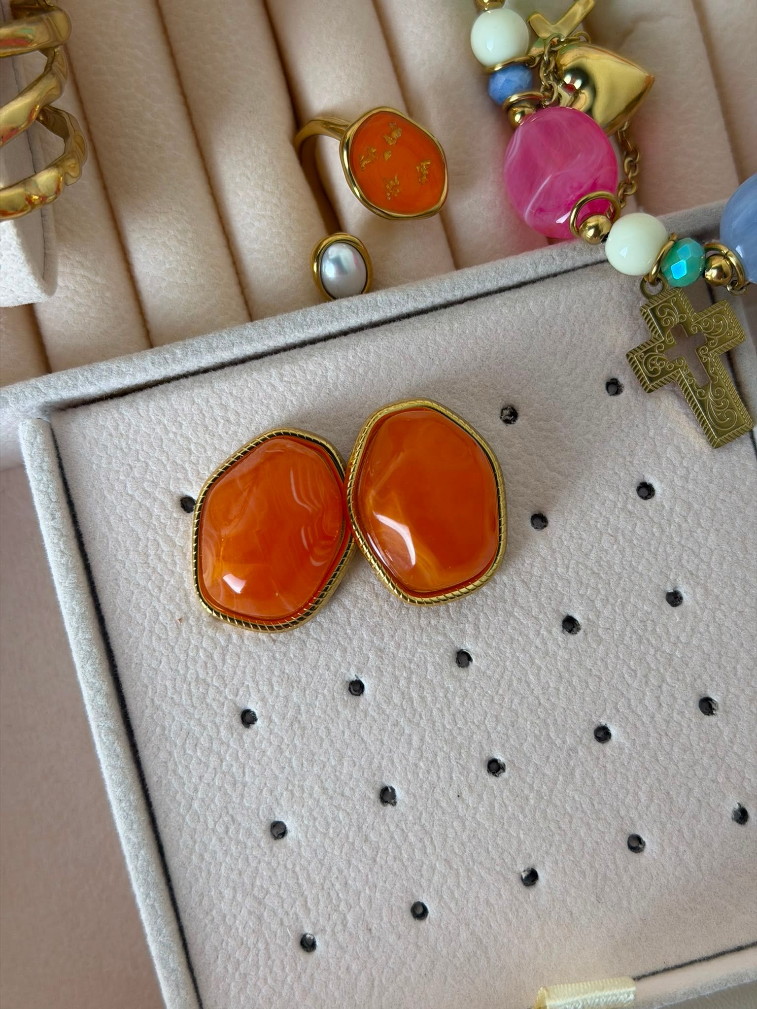 Orecchini pietra ARANCIONE - collezione HAPPY