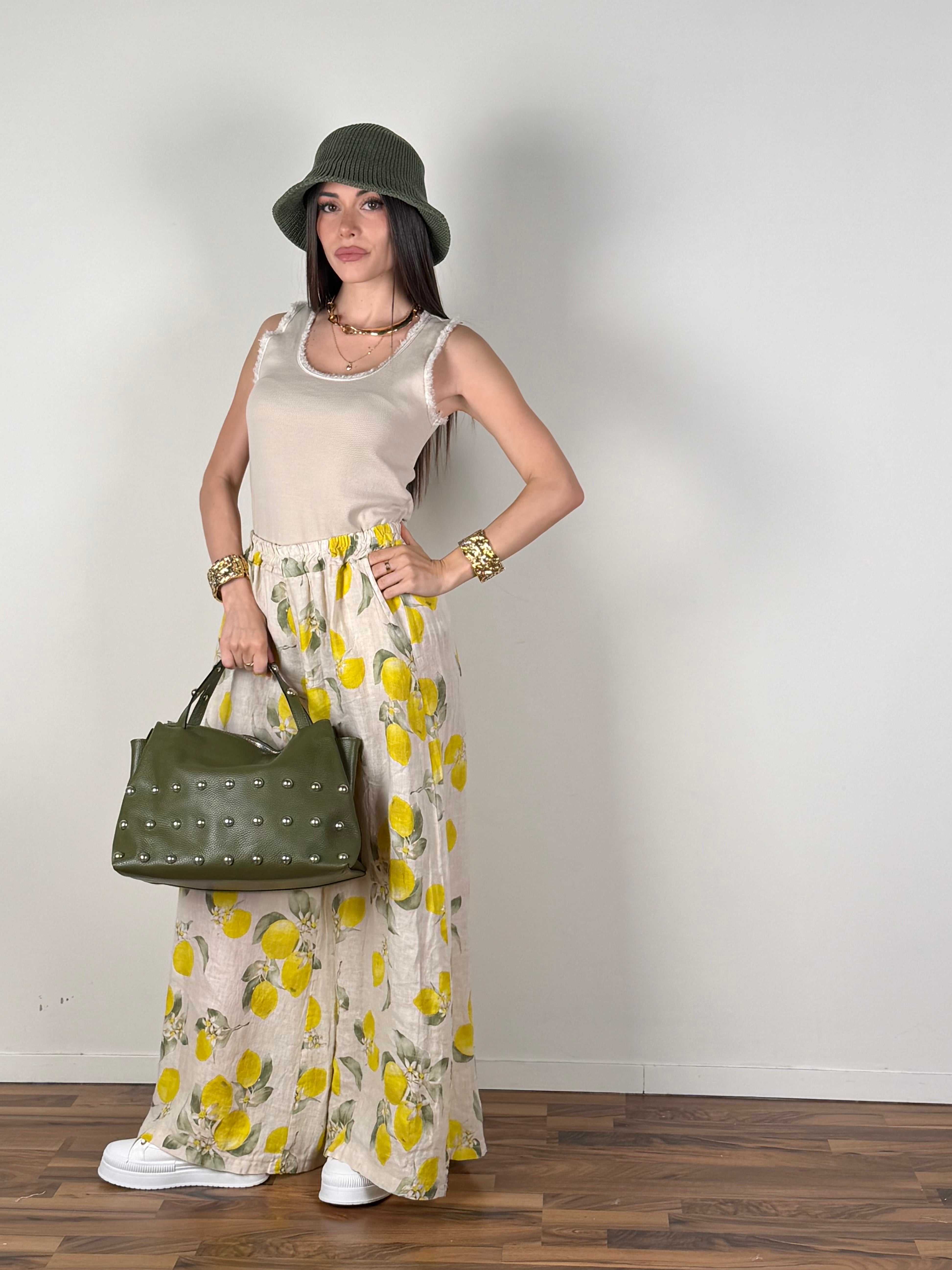 Top Sfrangiato beige