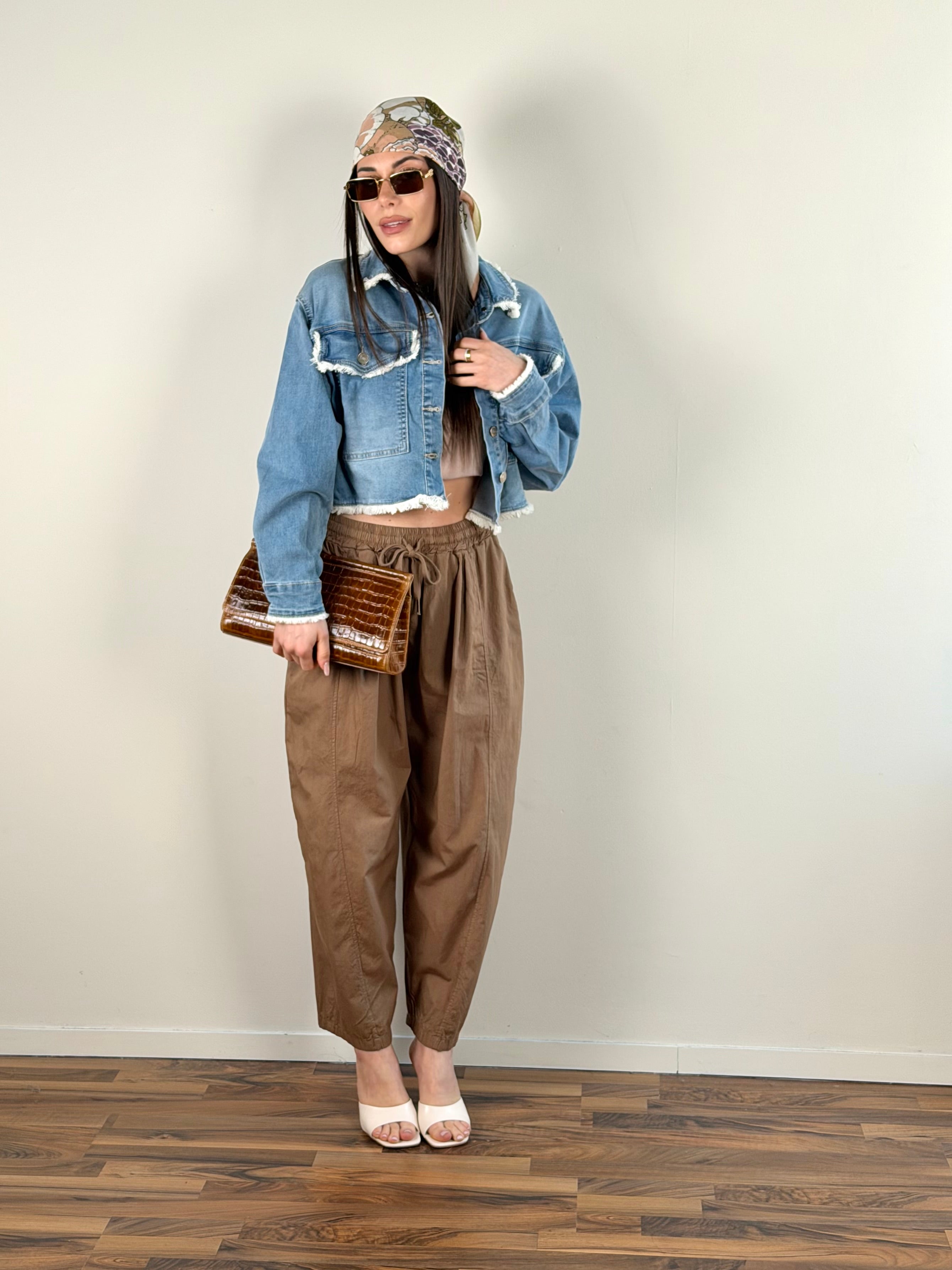 Giubbino denim sfrangiatura