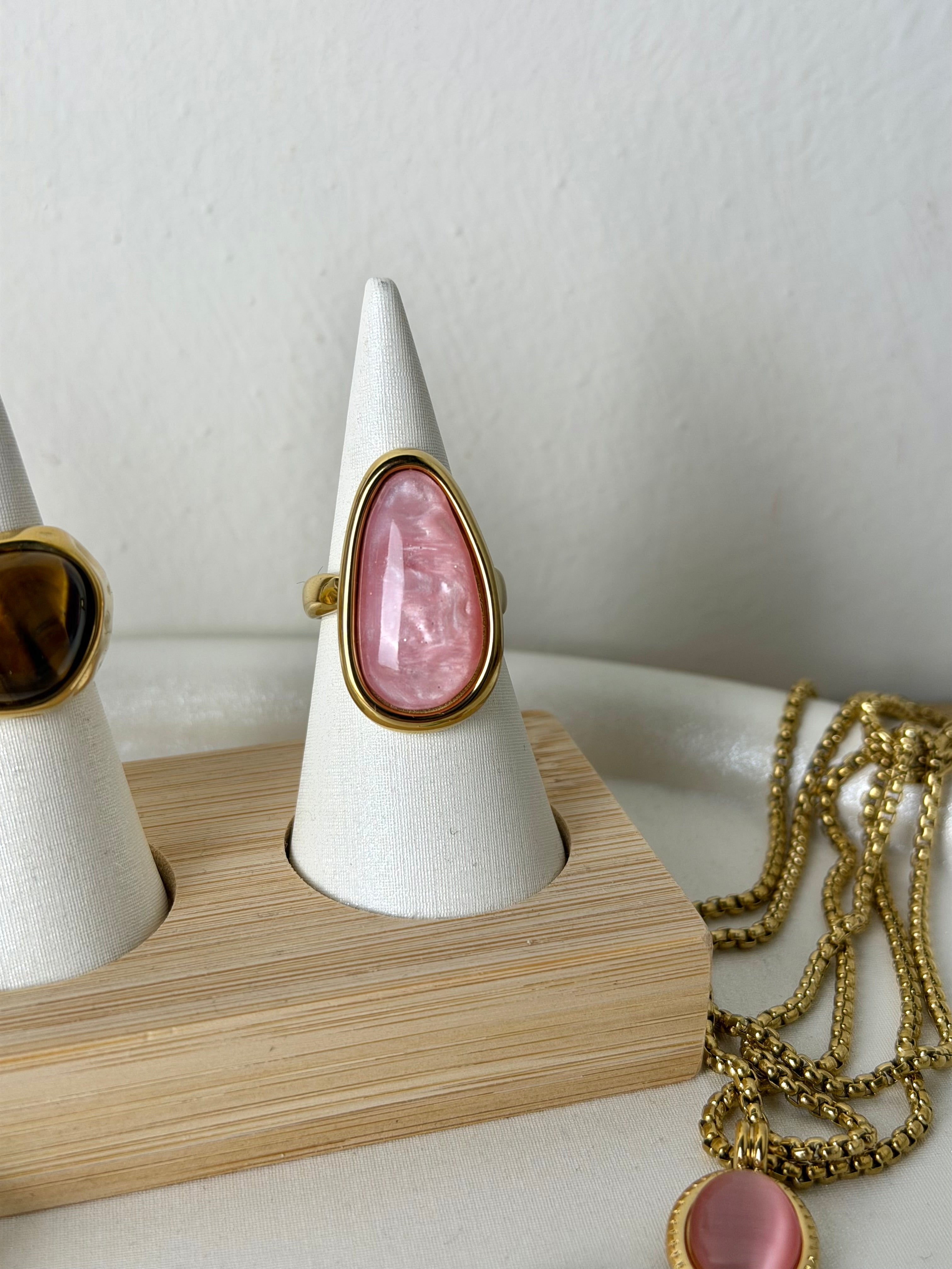 Anello pietra 2 colori - collezione pink&brown