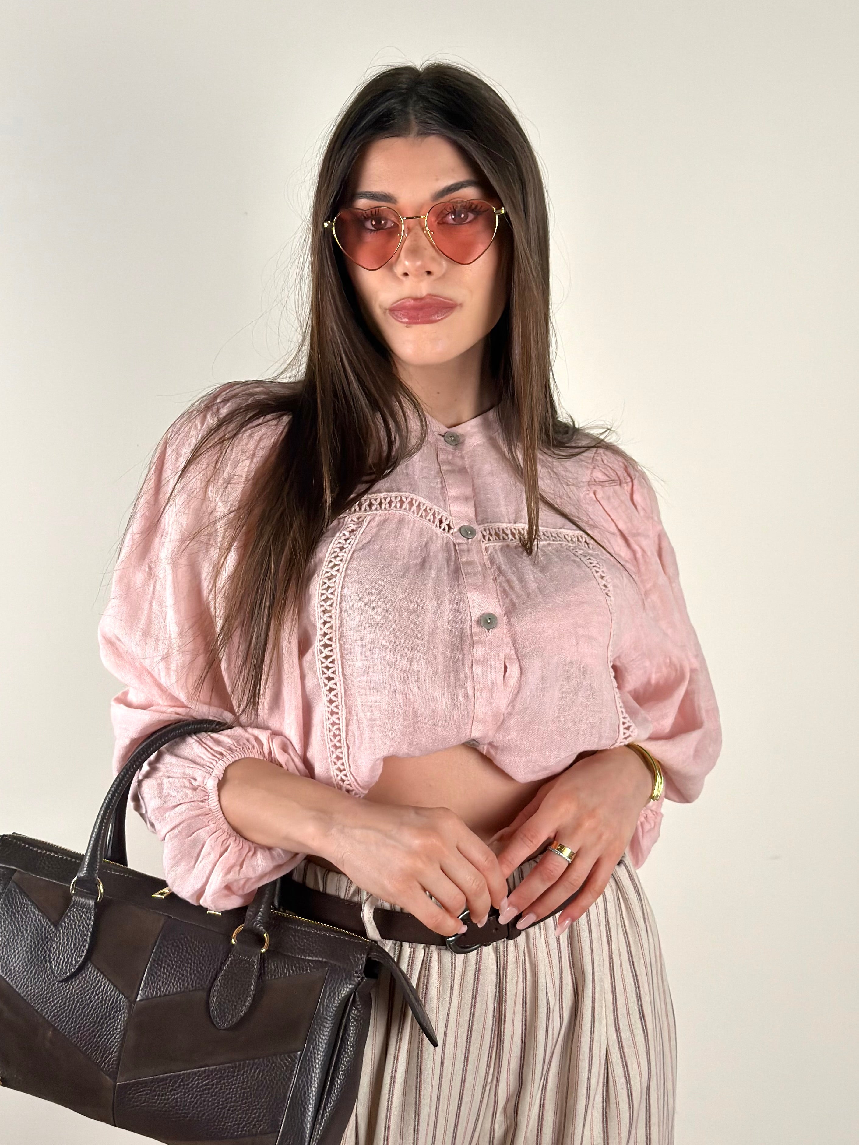 Camicia Nicole Puro Lino rosa