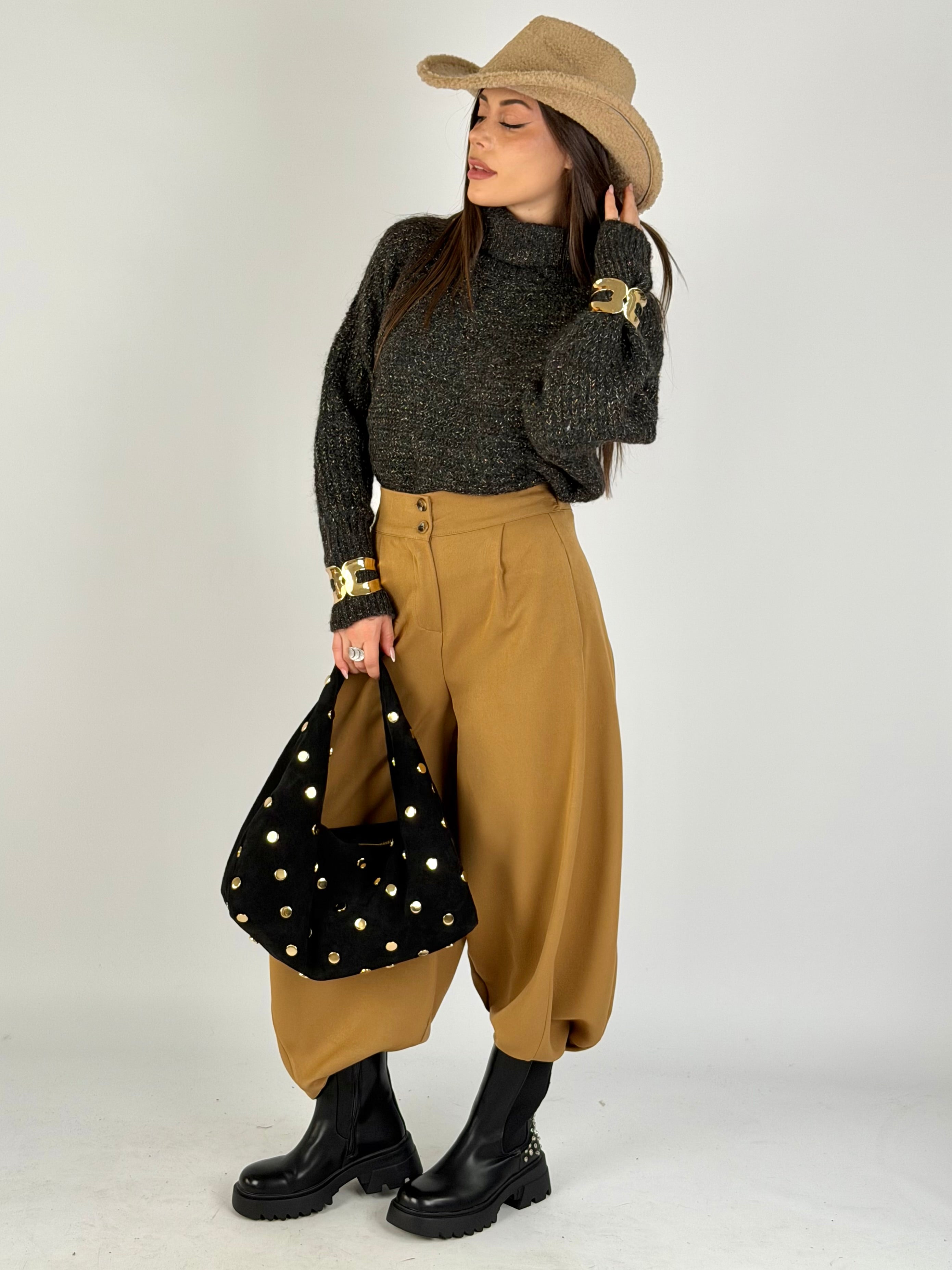 Pantalone parigina tabacco