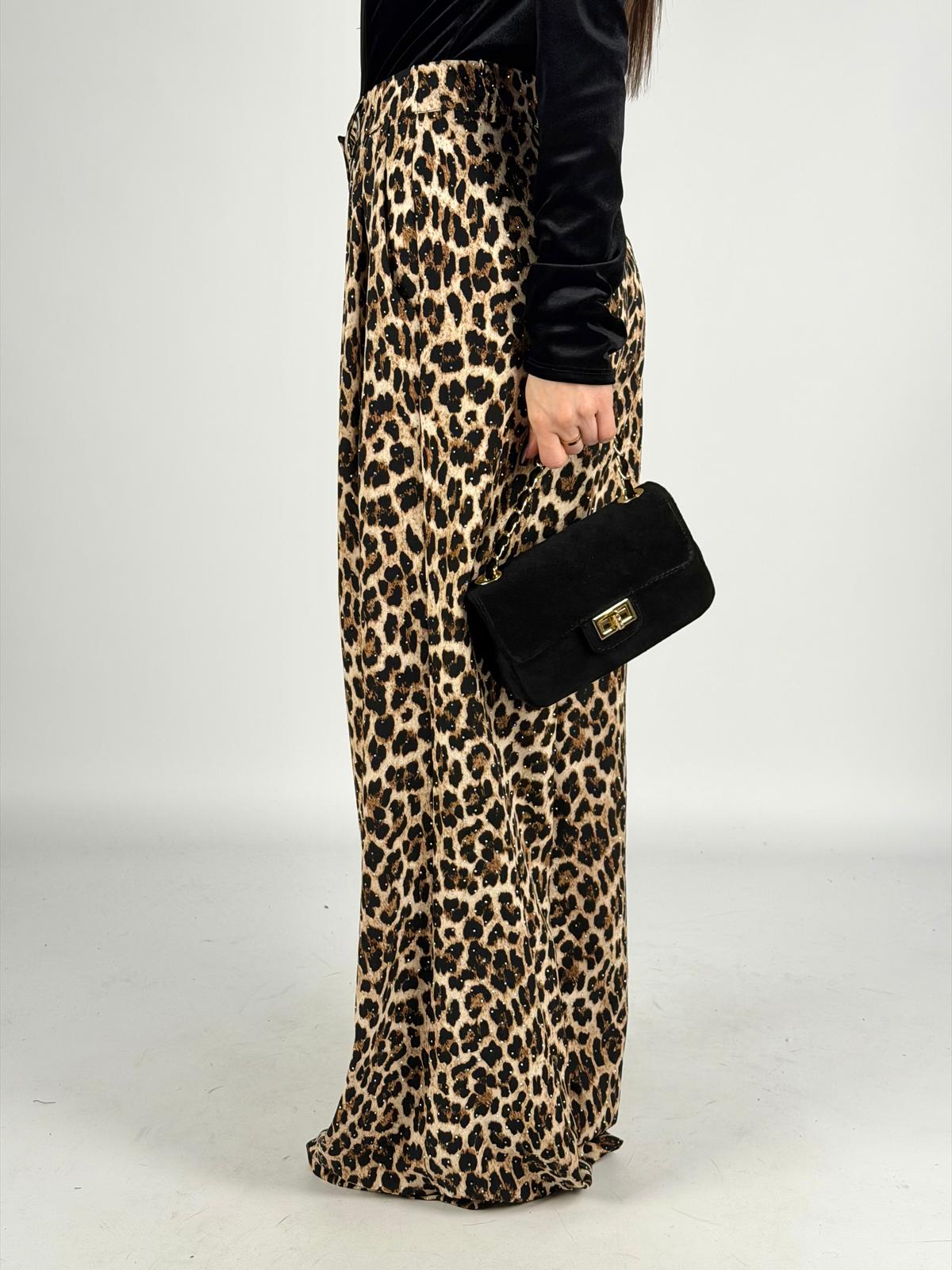 Pantalone leopard glitter