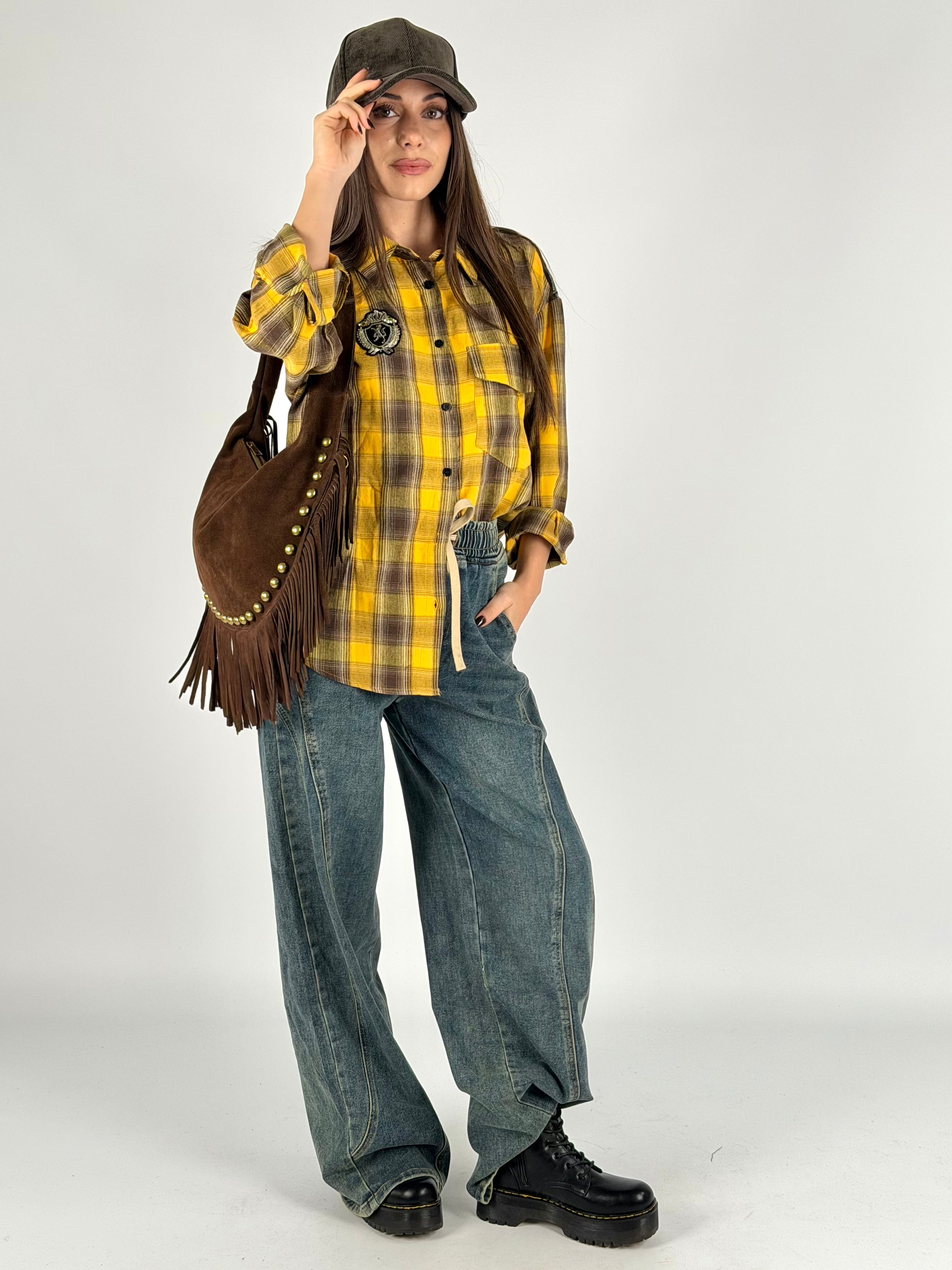 Camicia a quadri gialla e nera