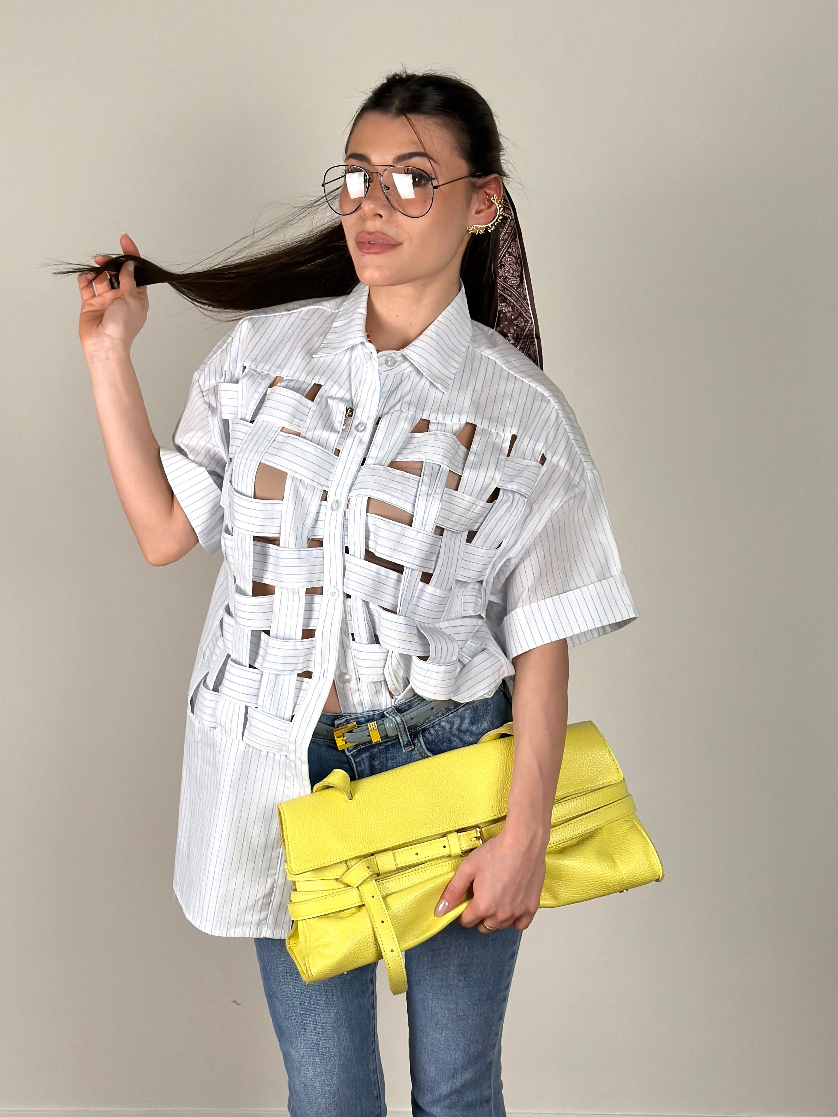 Camicia super intreccio bianca