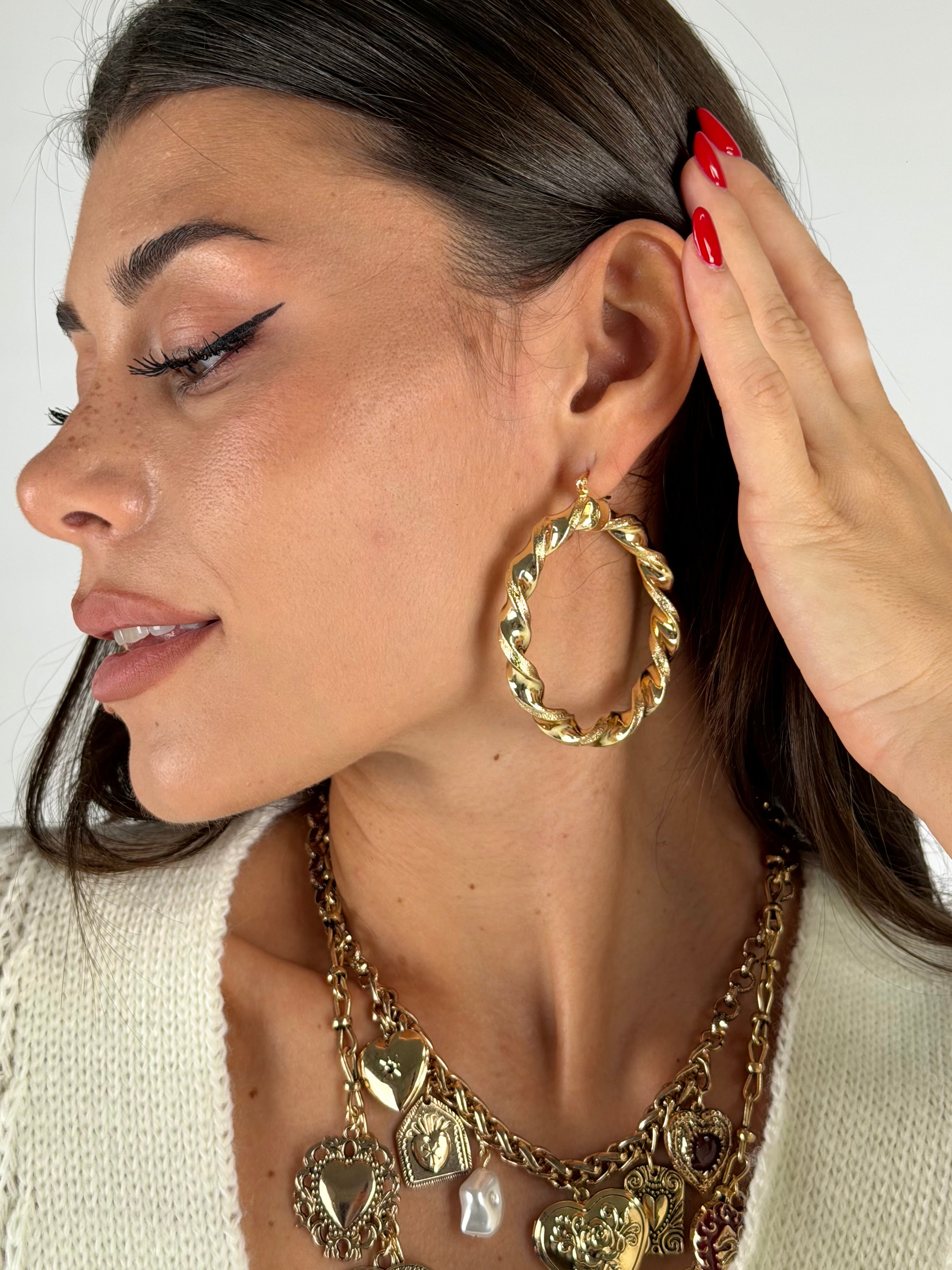 Orecchini maxi cerchio intrecciati - 2 colori