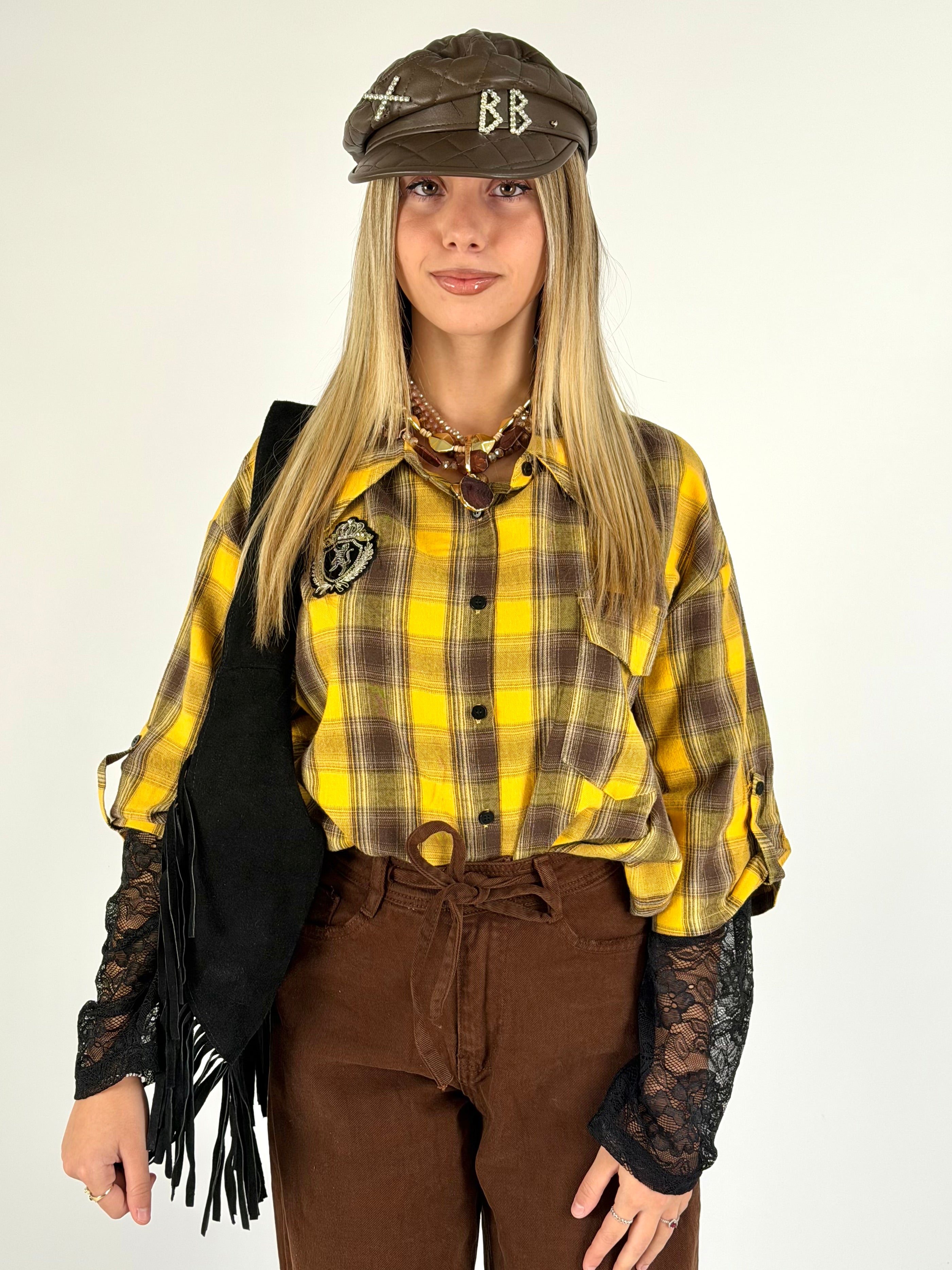 Camicia check Sally gialla