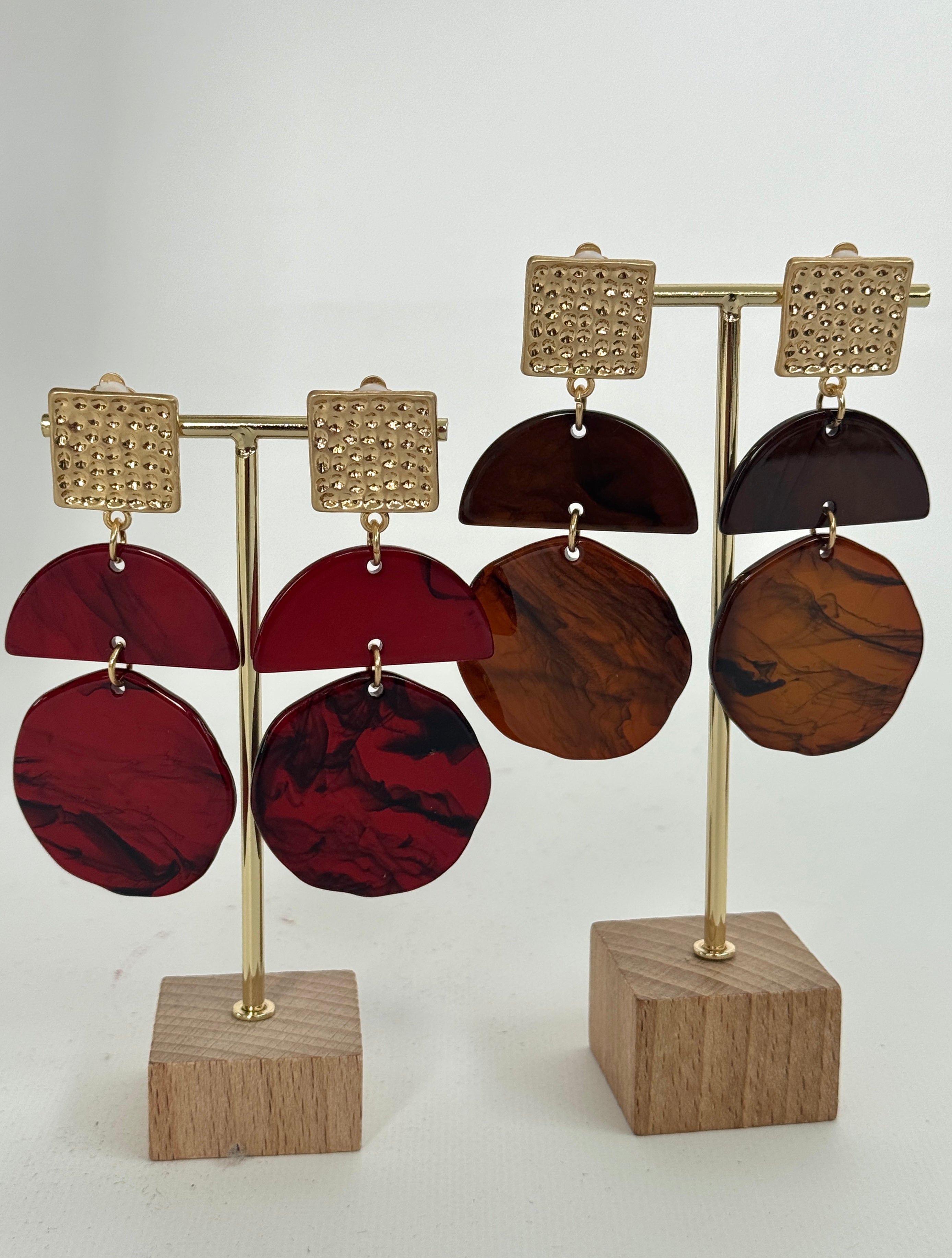 Orecchini clip circle marmorizzati