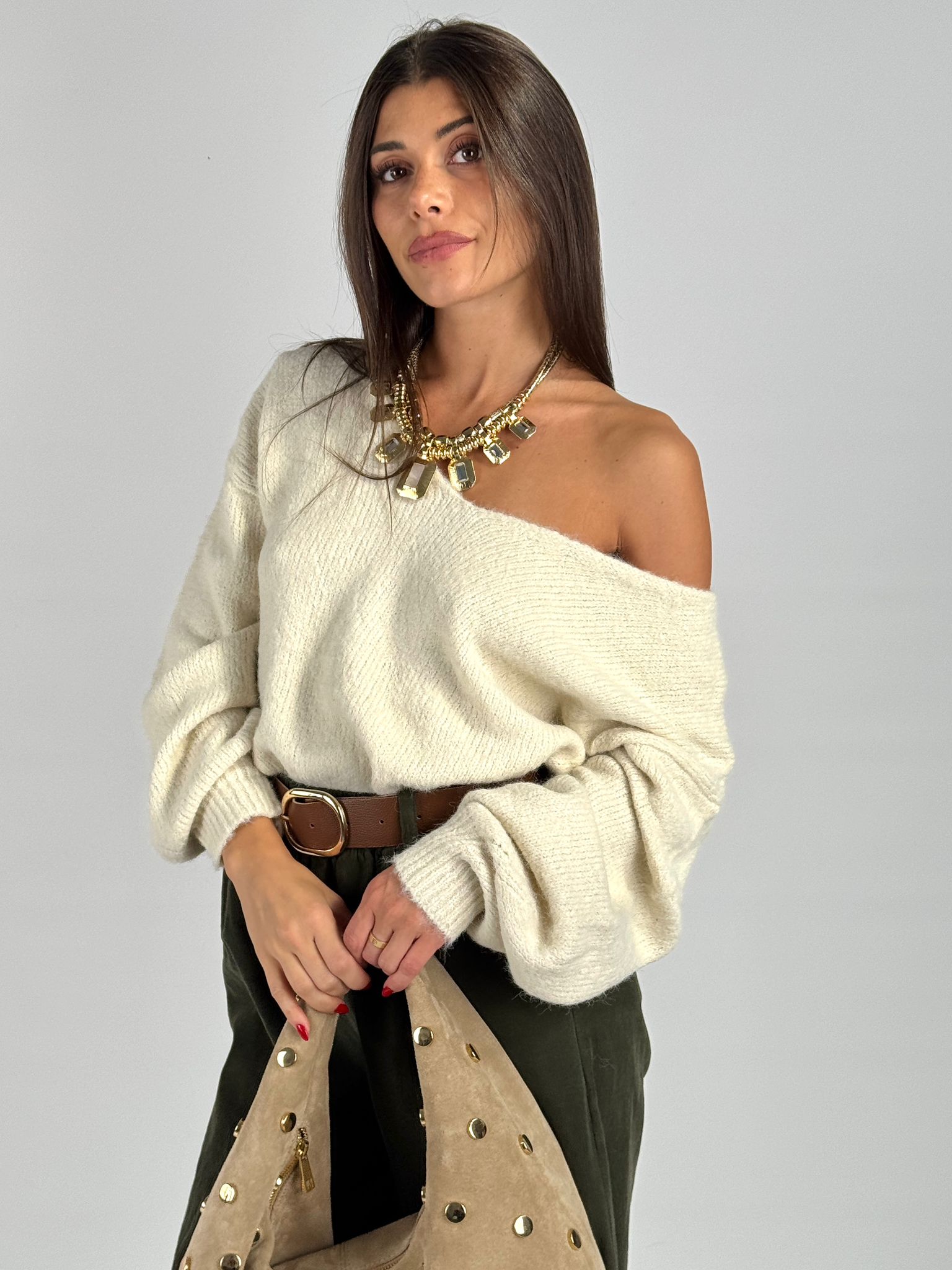 Maglioncino fiocco beige