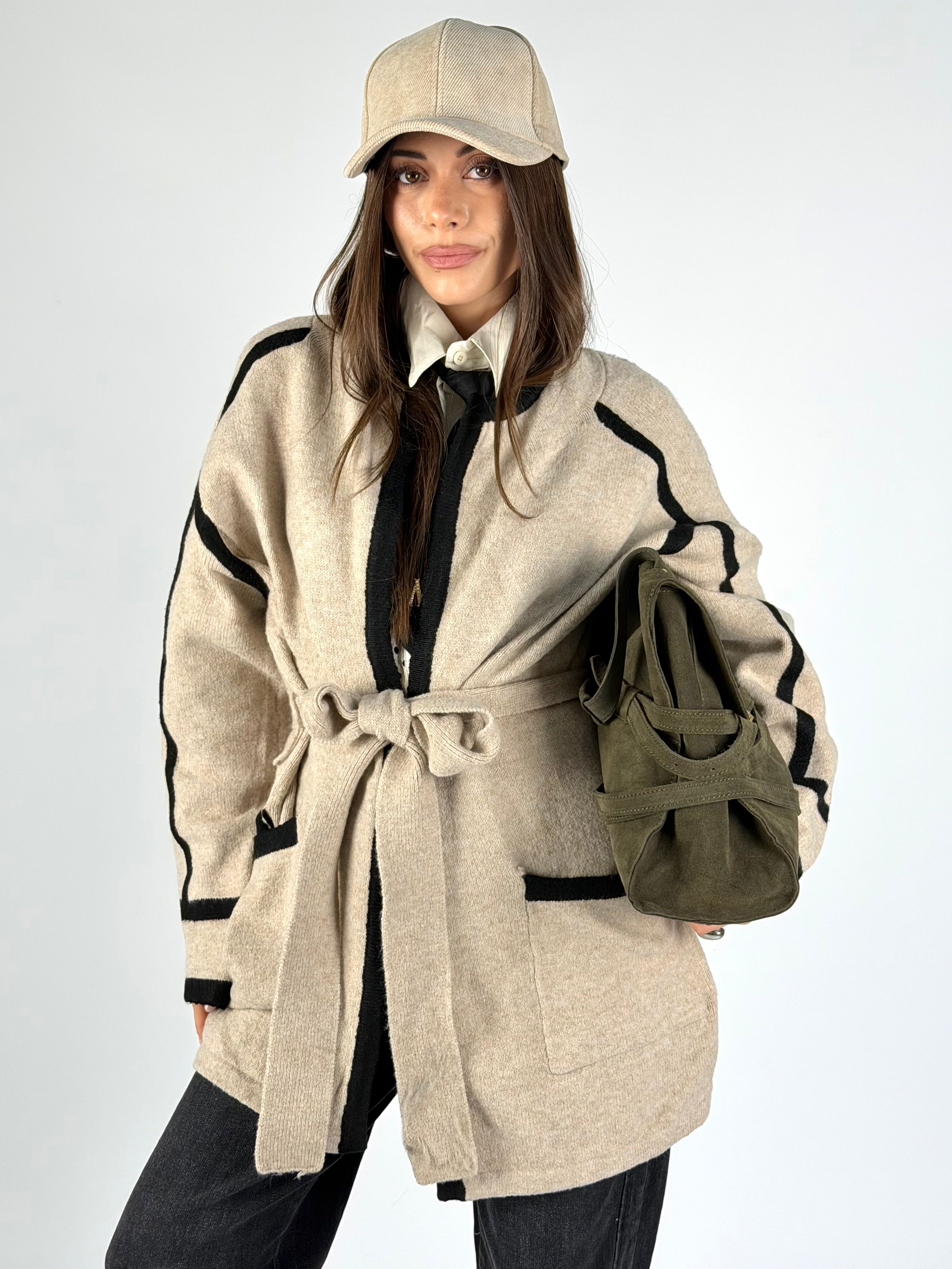 Cardigan fiocco beige