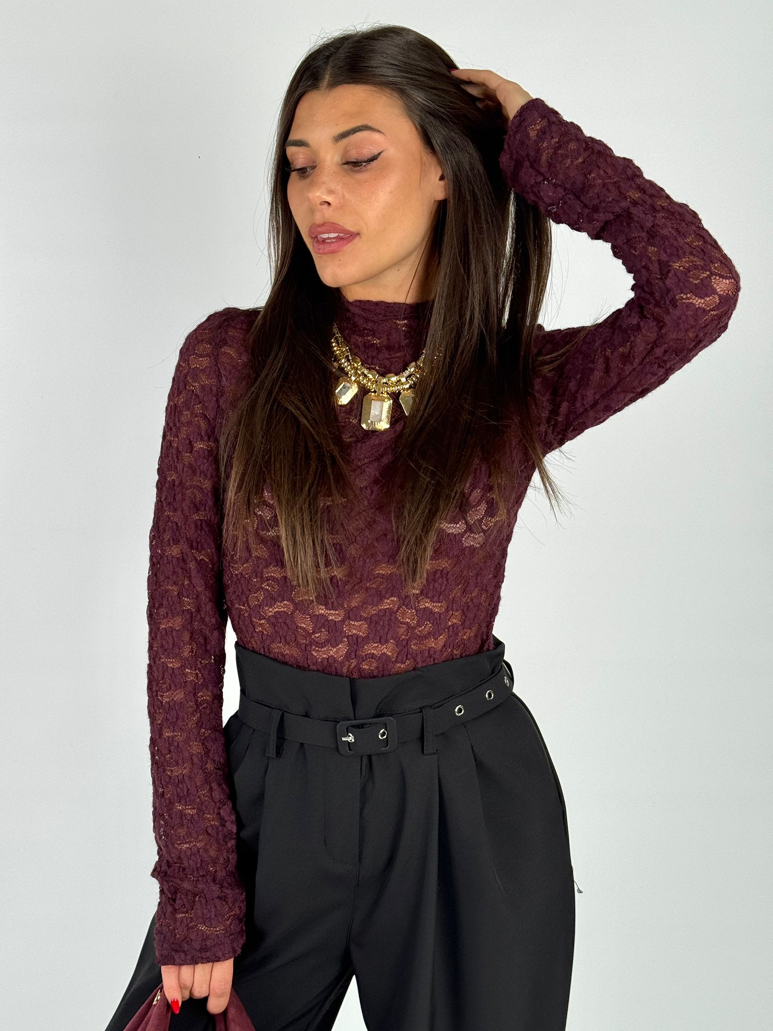 Maglia Lory pizzo bordeaux