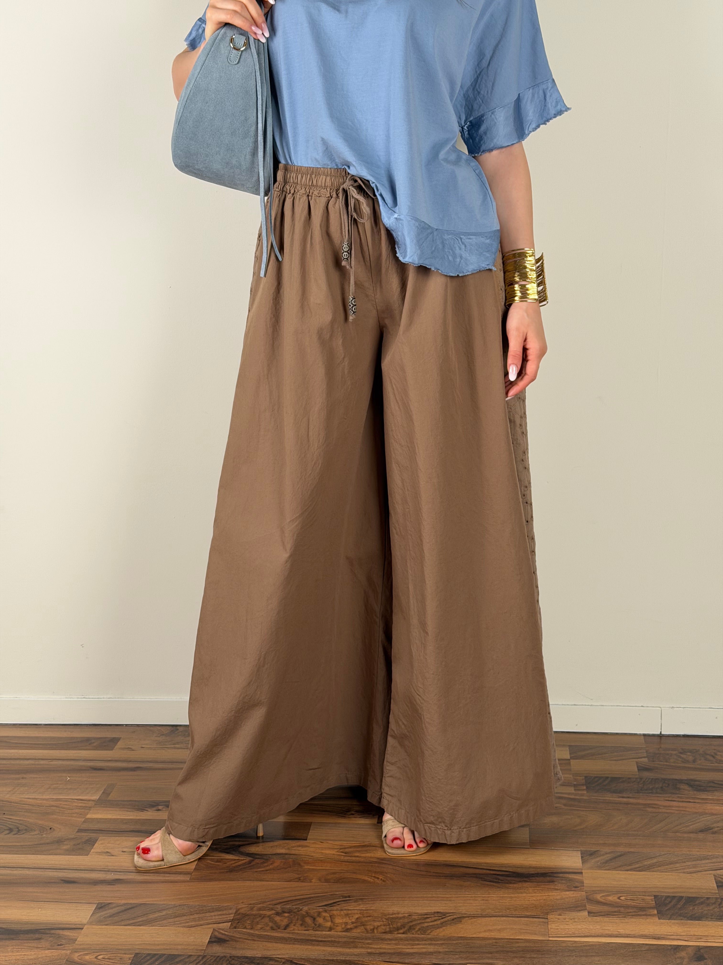 Pantalone colors pizzo sangallo tabacco