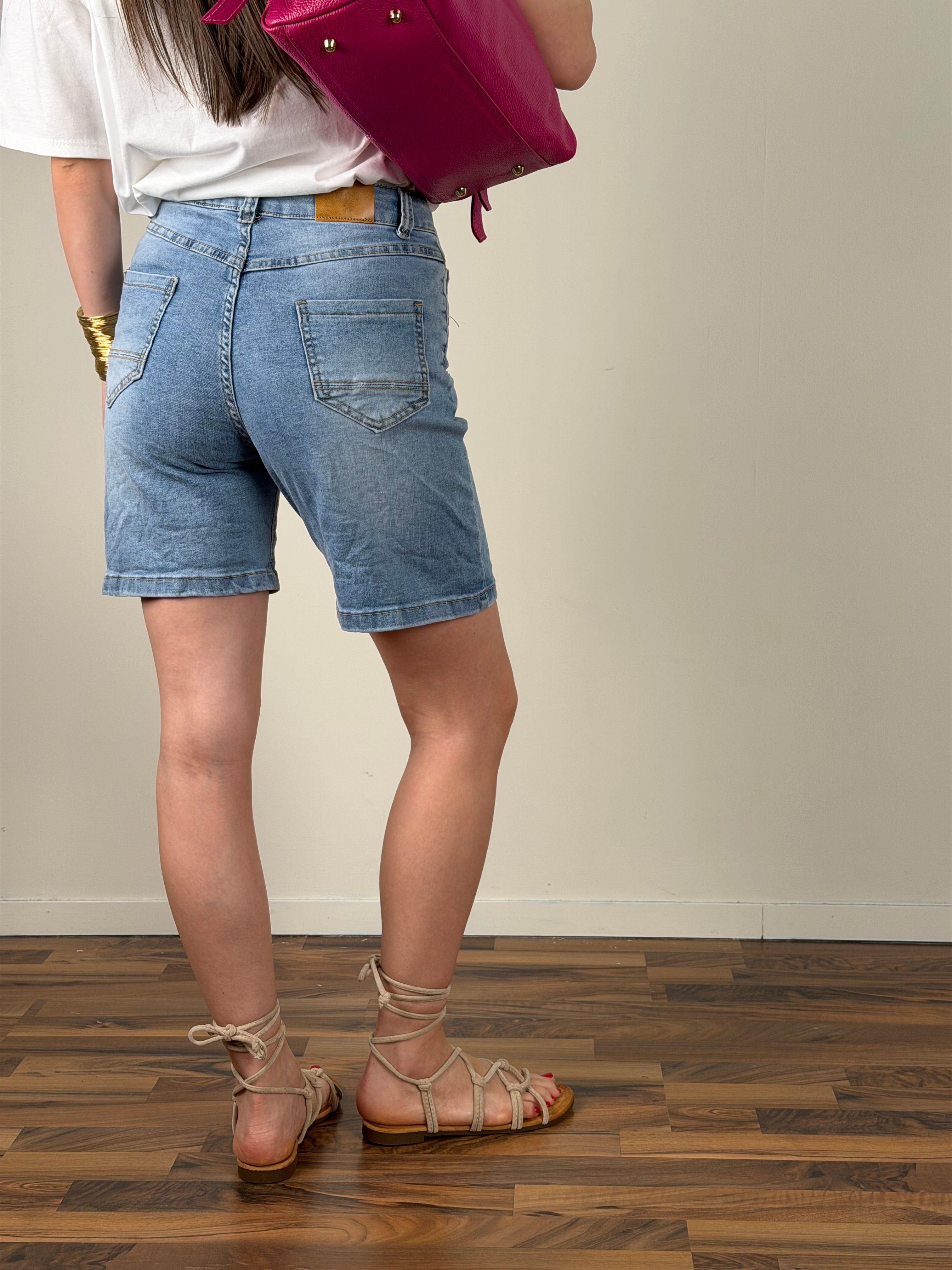 Bermuda jeans cuori bottoni