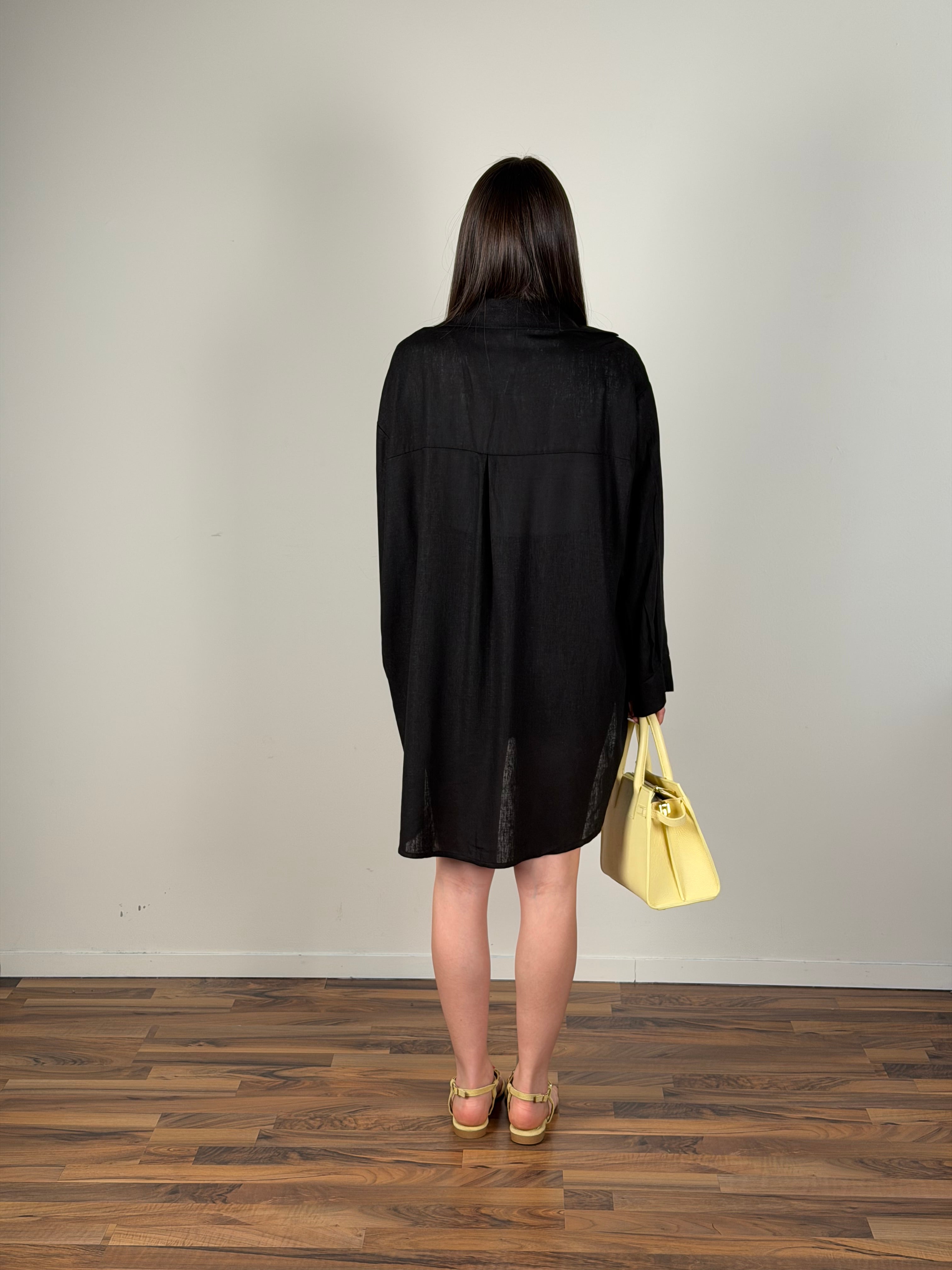 Completo lino maxi camicia + Short nera
