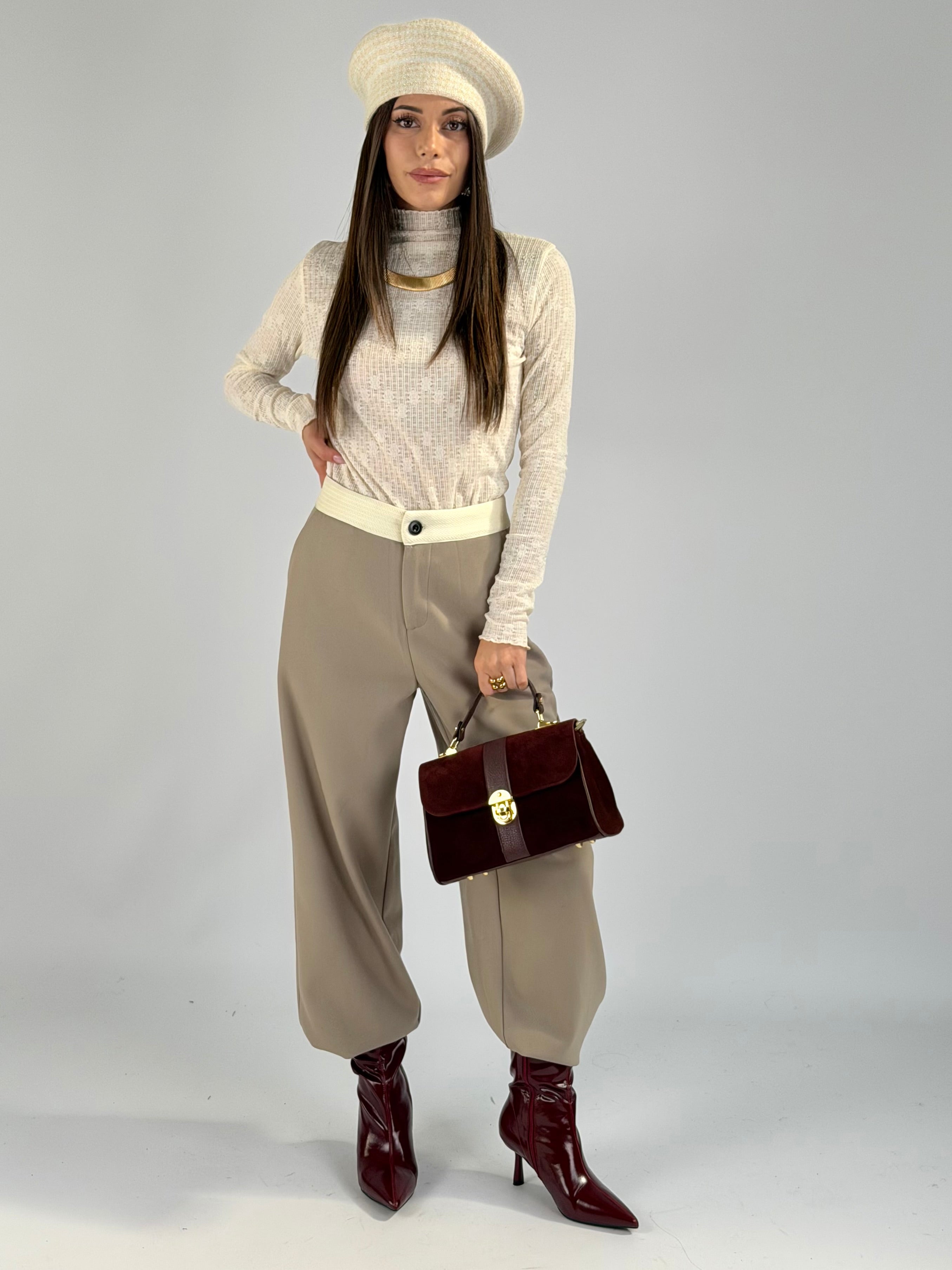 Pantalone risvolto grigio