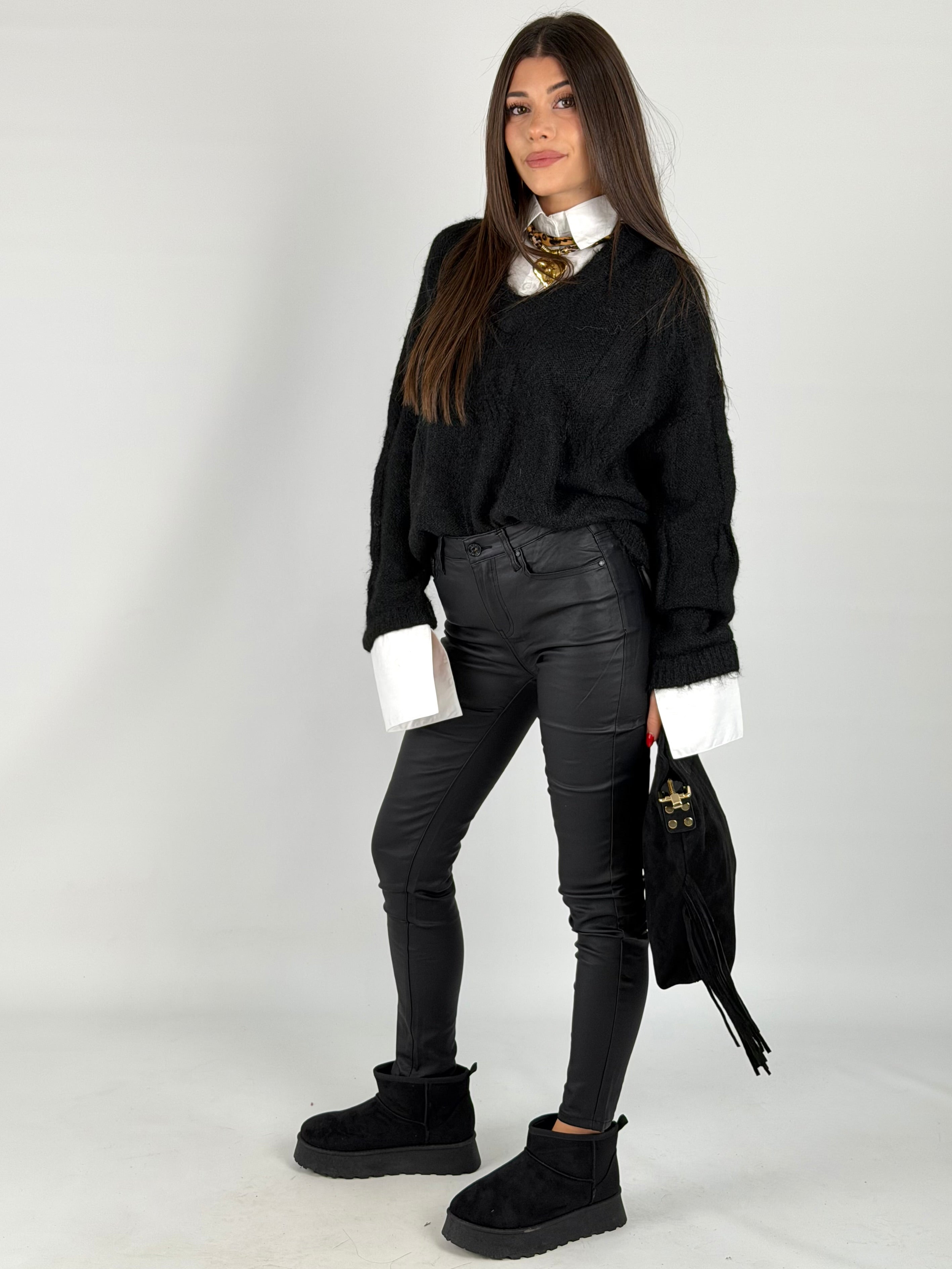 Pantalone in ecopelle BEA nero