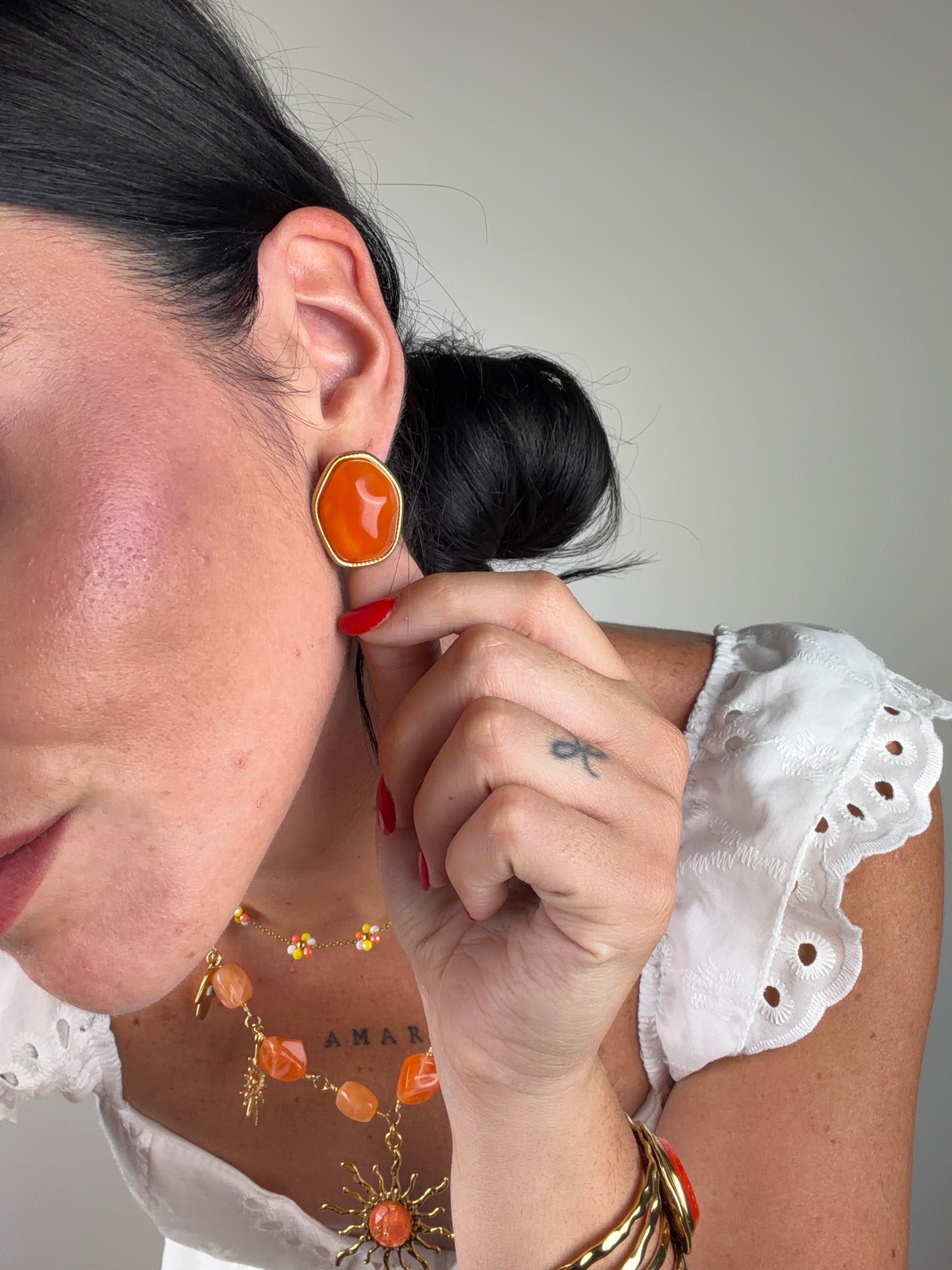 Orecchini pietra ARANCIONE - collezione HAPPY