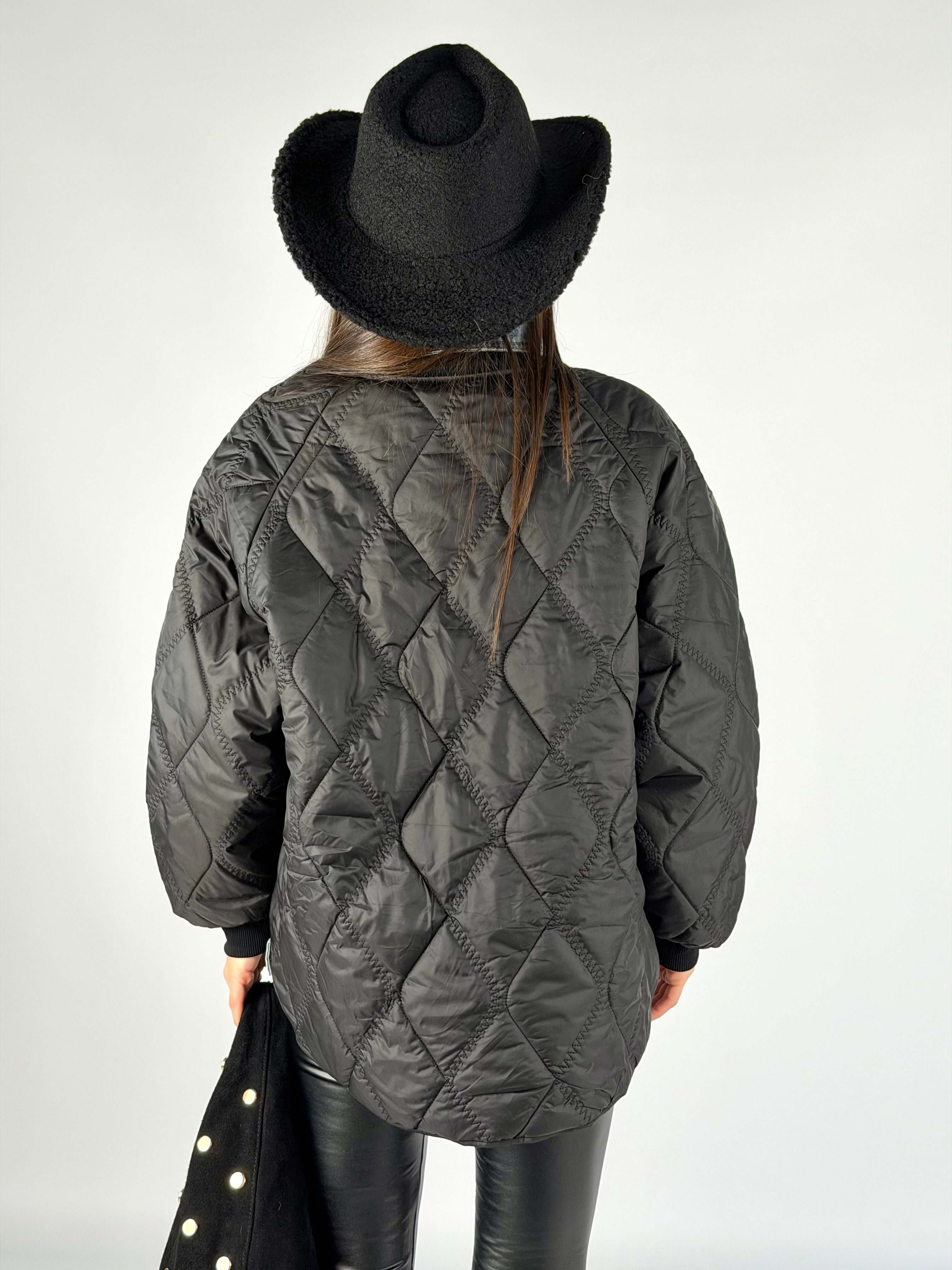 Piumino trapuntato denim nero