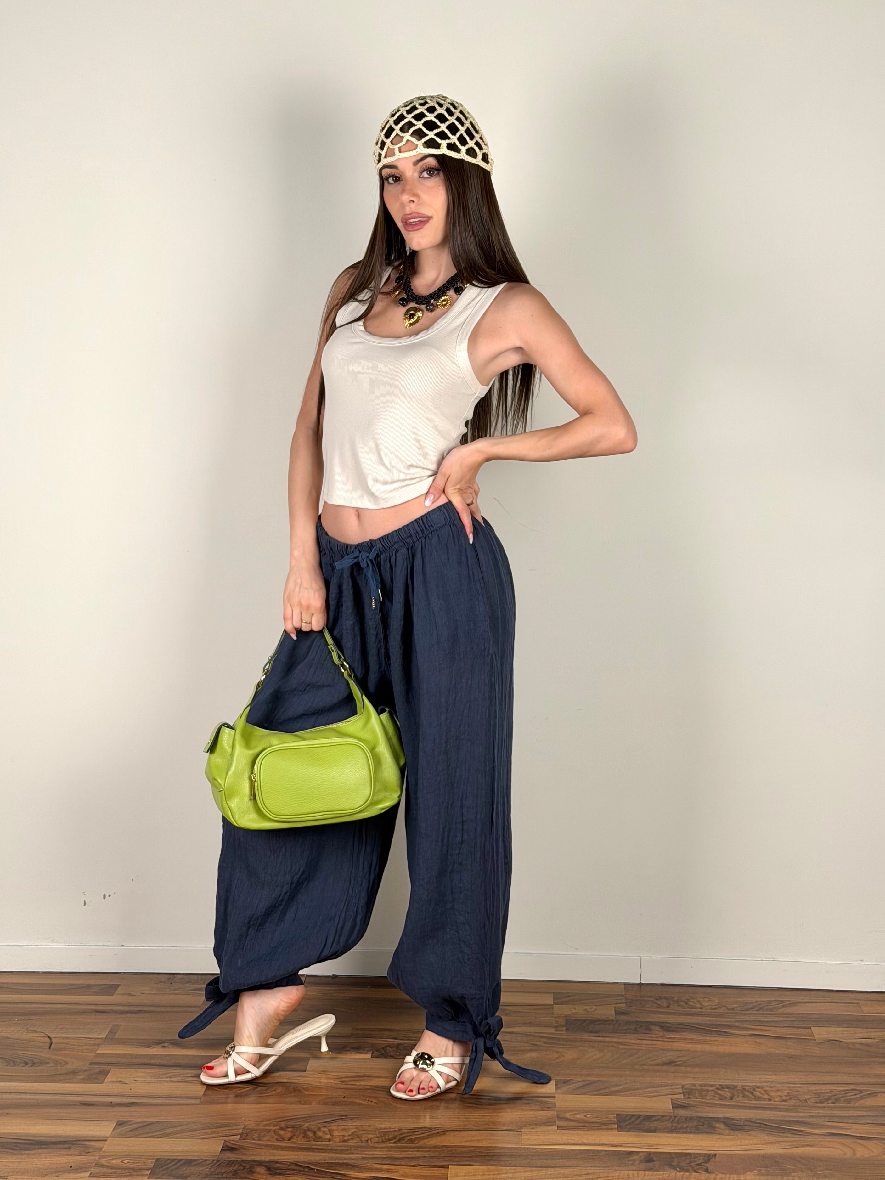 Pantalone Lino Rum blu