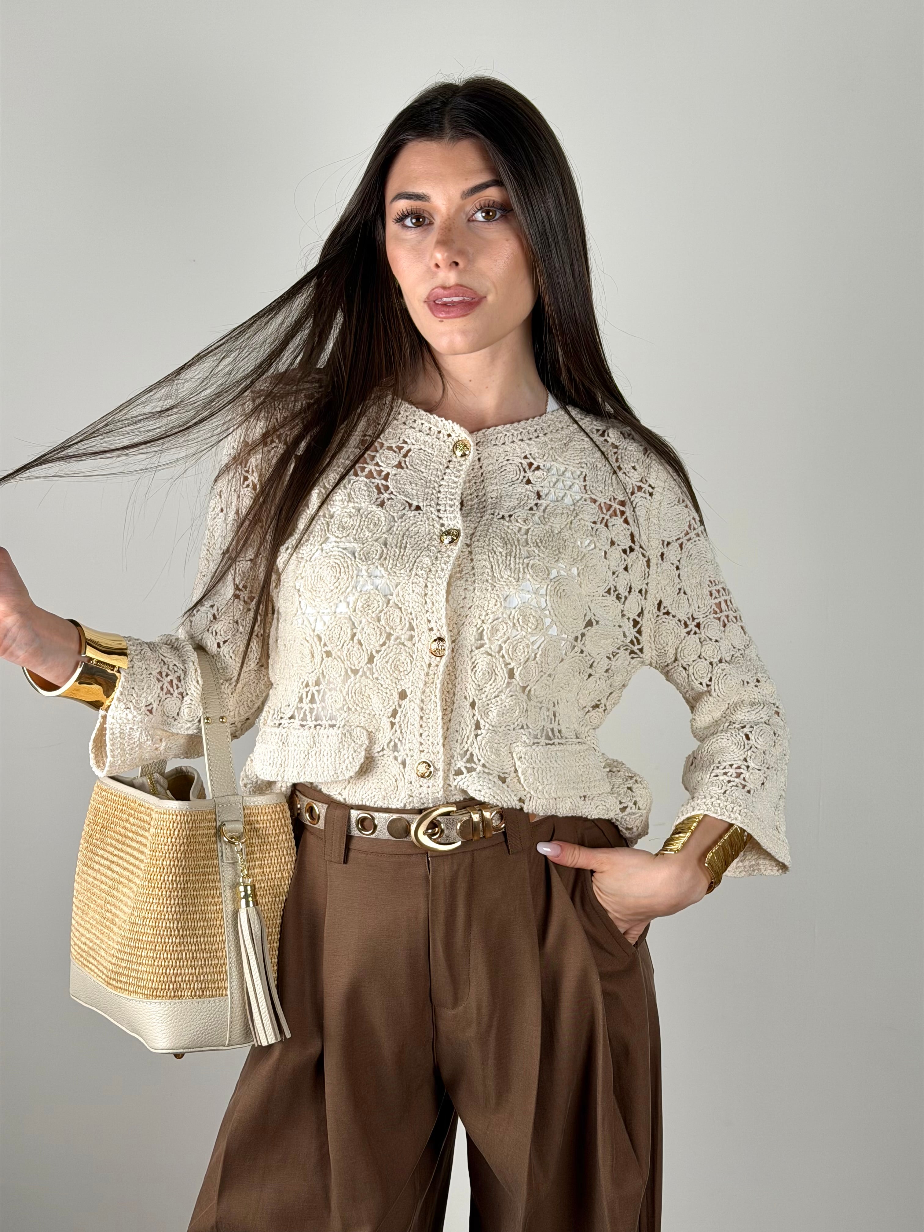 Maglia Traforata bottoni