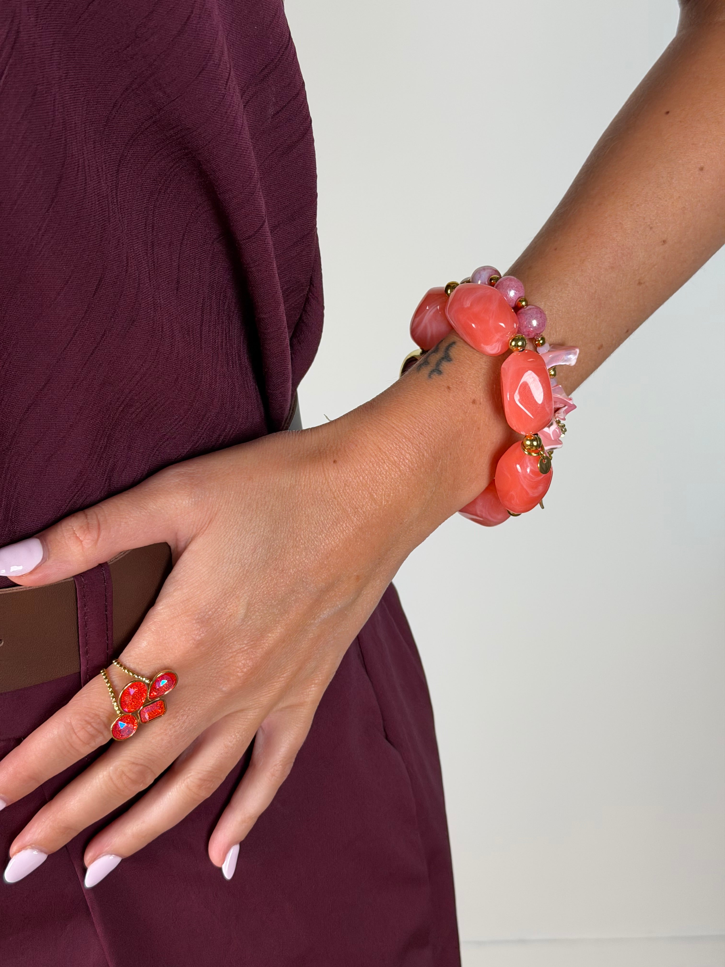 Bracciale Ciondoli rosa - COLLEZIONI ORIGAMI
