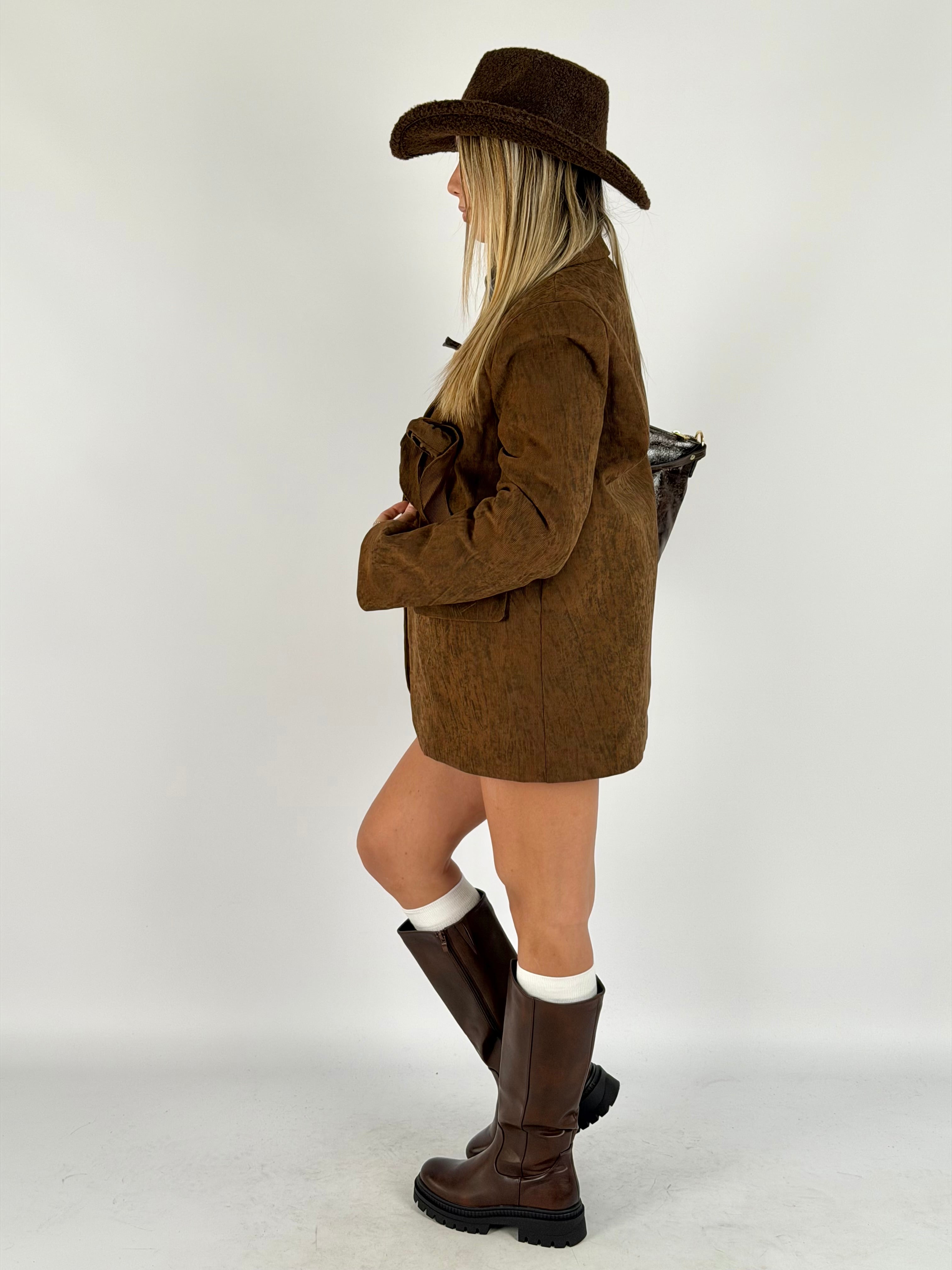 Giacca spilla maxi rosa tabacco