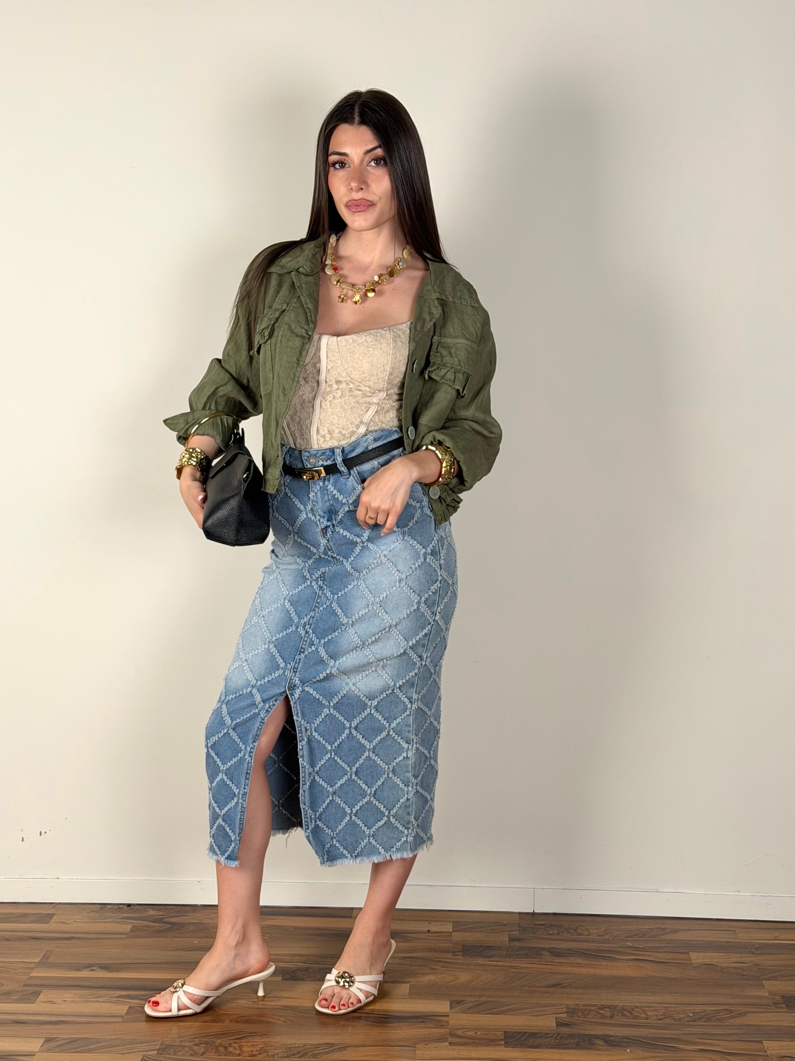 Camicia puro lino Glamour verde