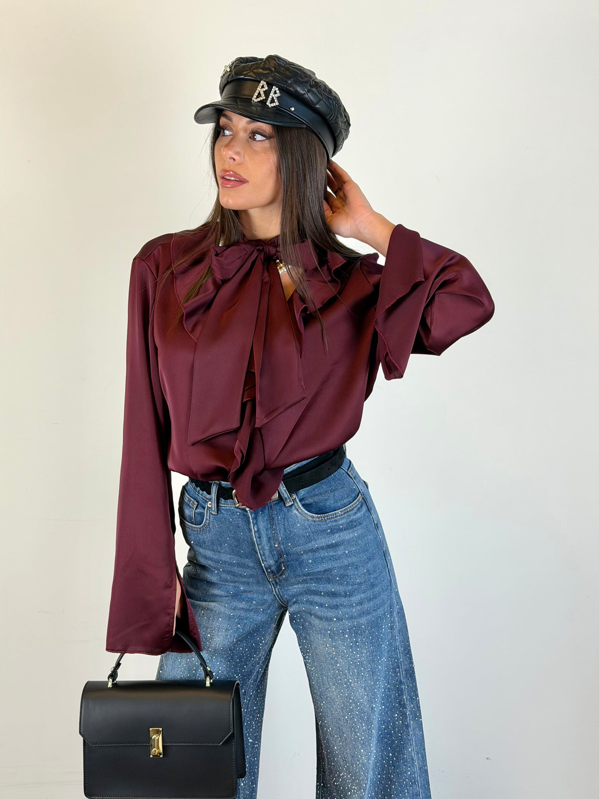 Camicia Flare bordeaux
