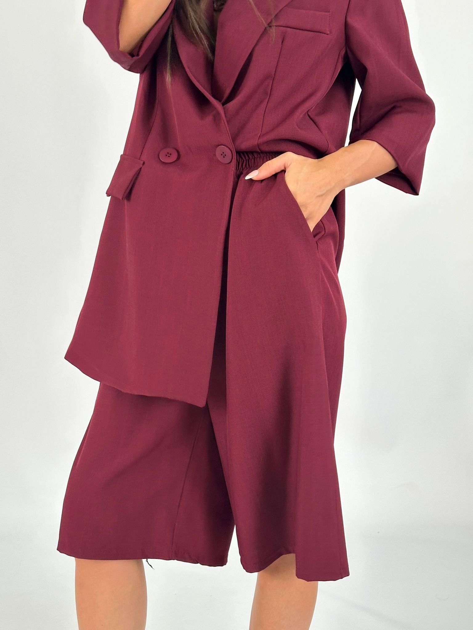 Completo giacca + bermuda bordeaux