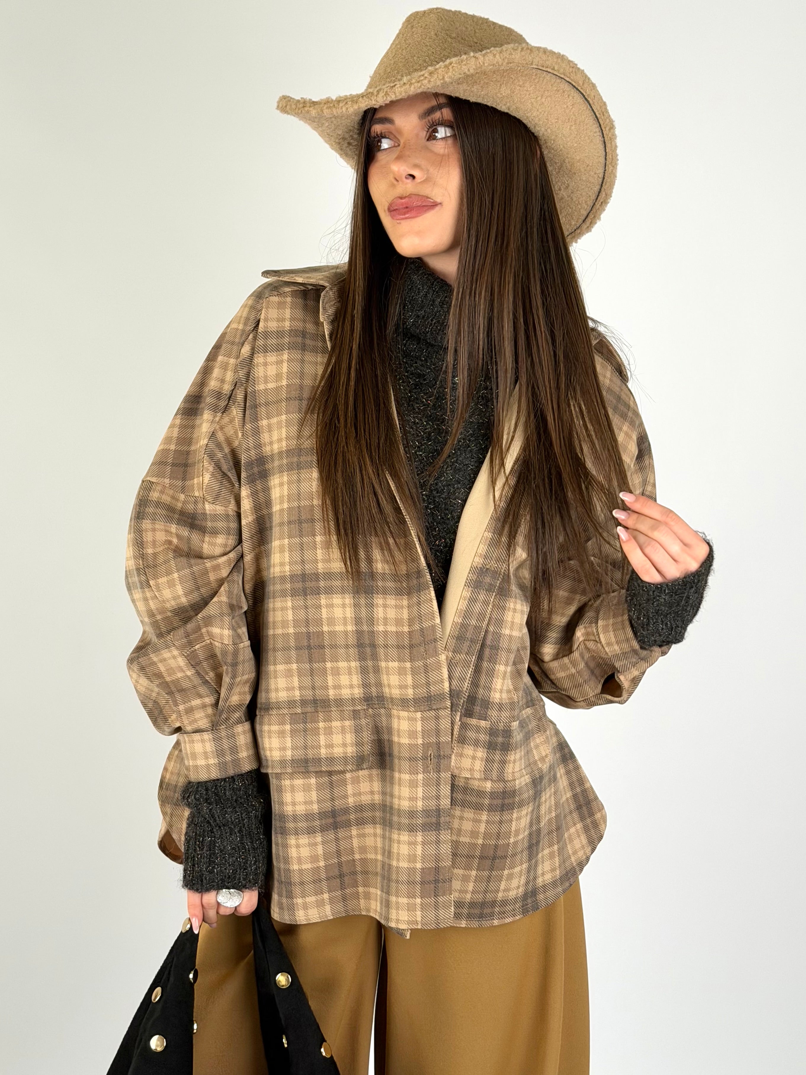 Camicia check parigina tabacco