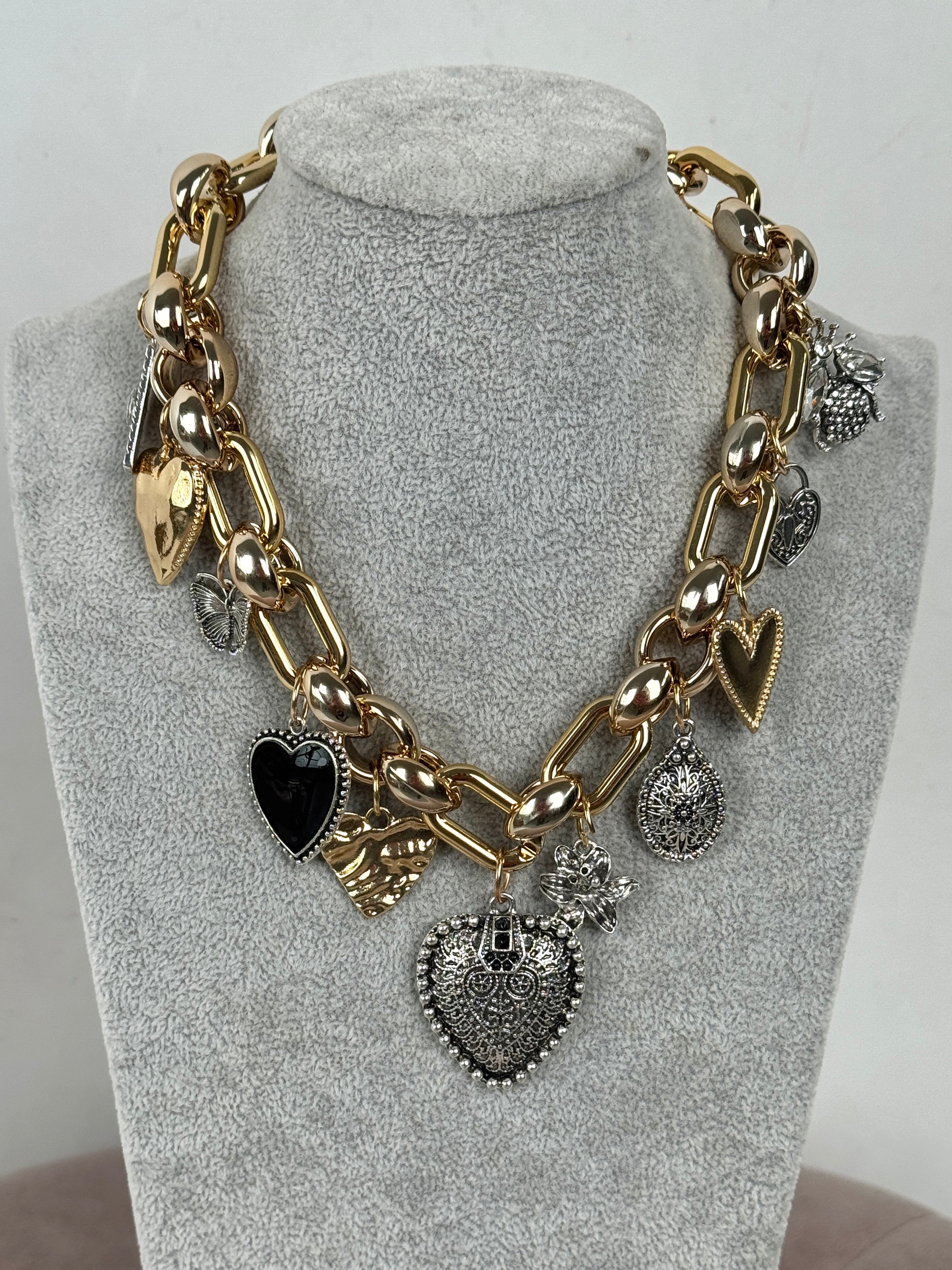 Collana maxi catena e cuore