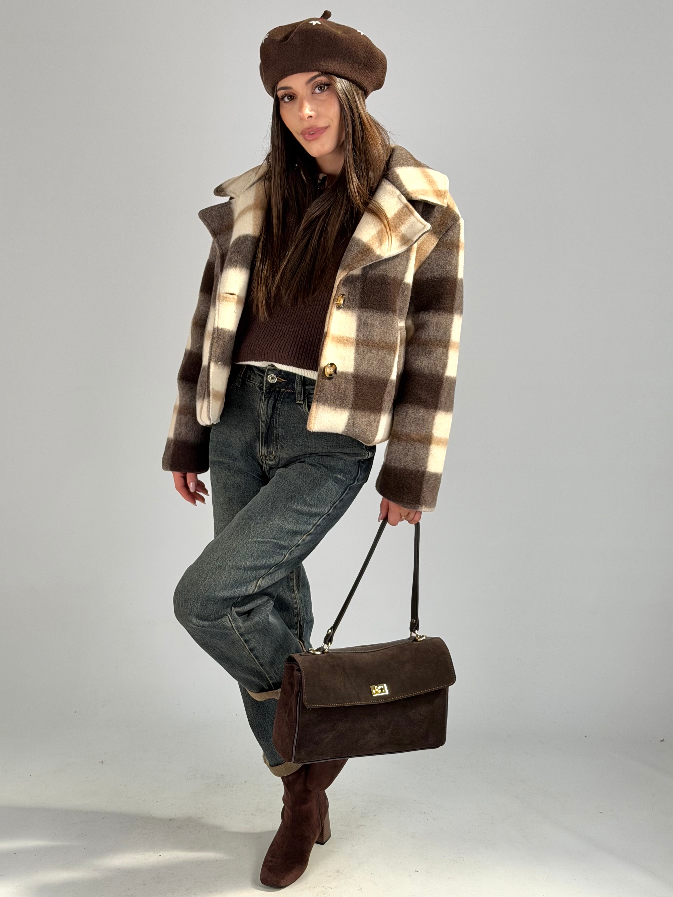 cappotto check in panno Moro