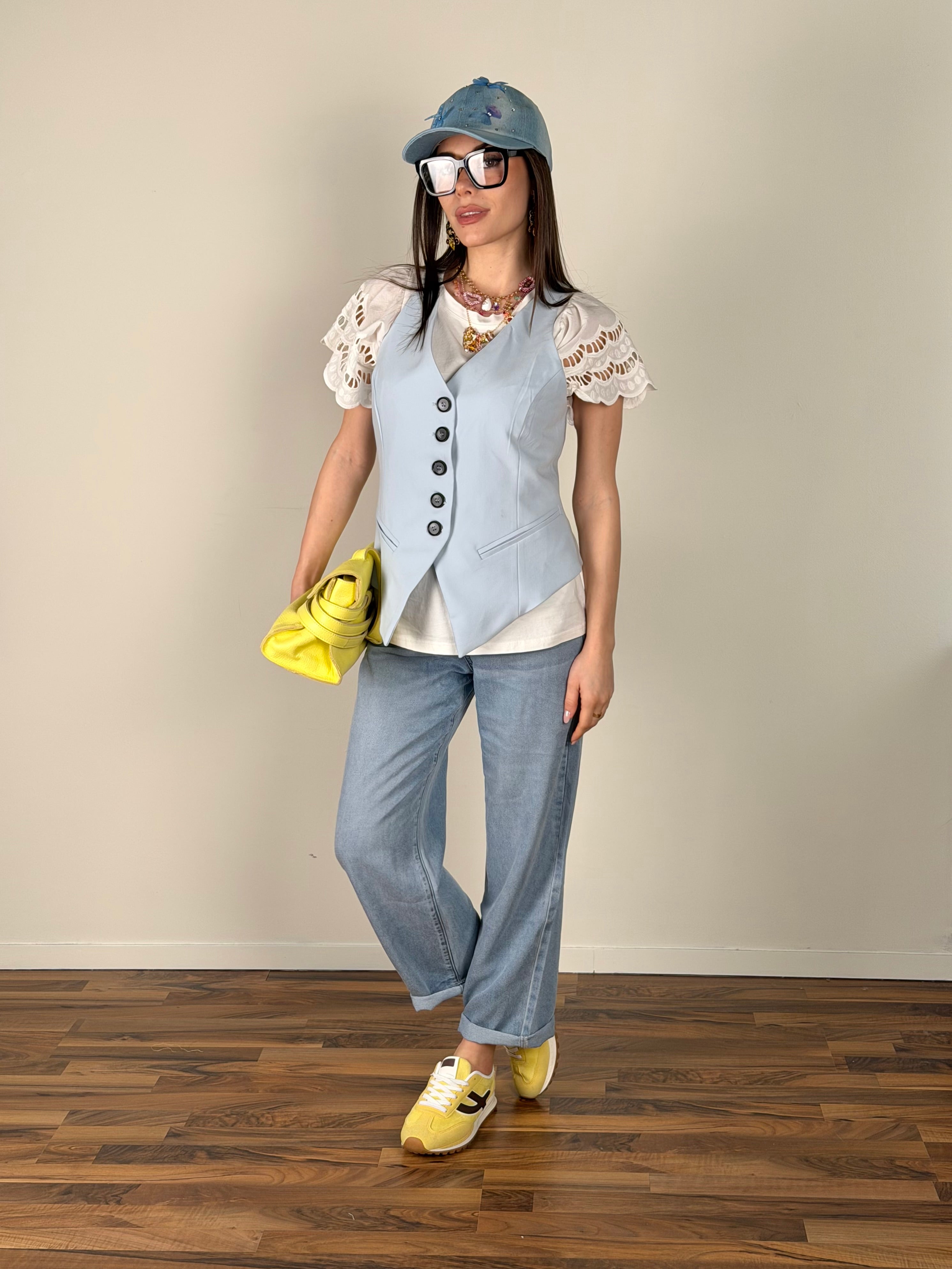 Maglia maxi volant bianca