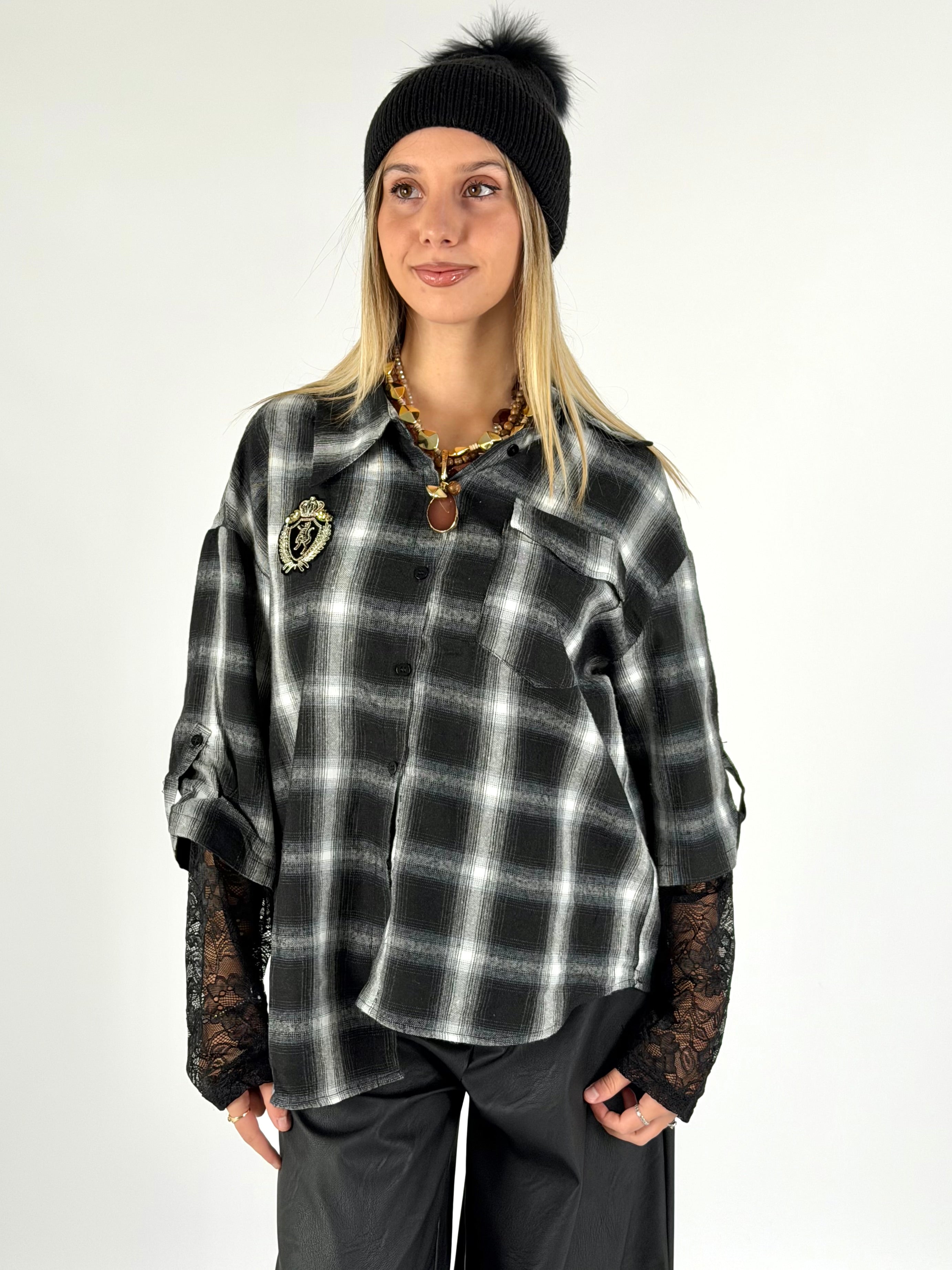 Camicia check Sally nera