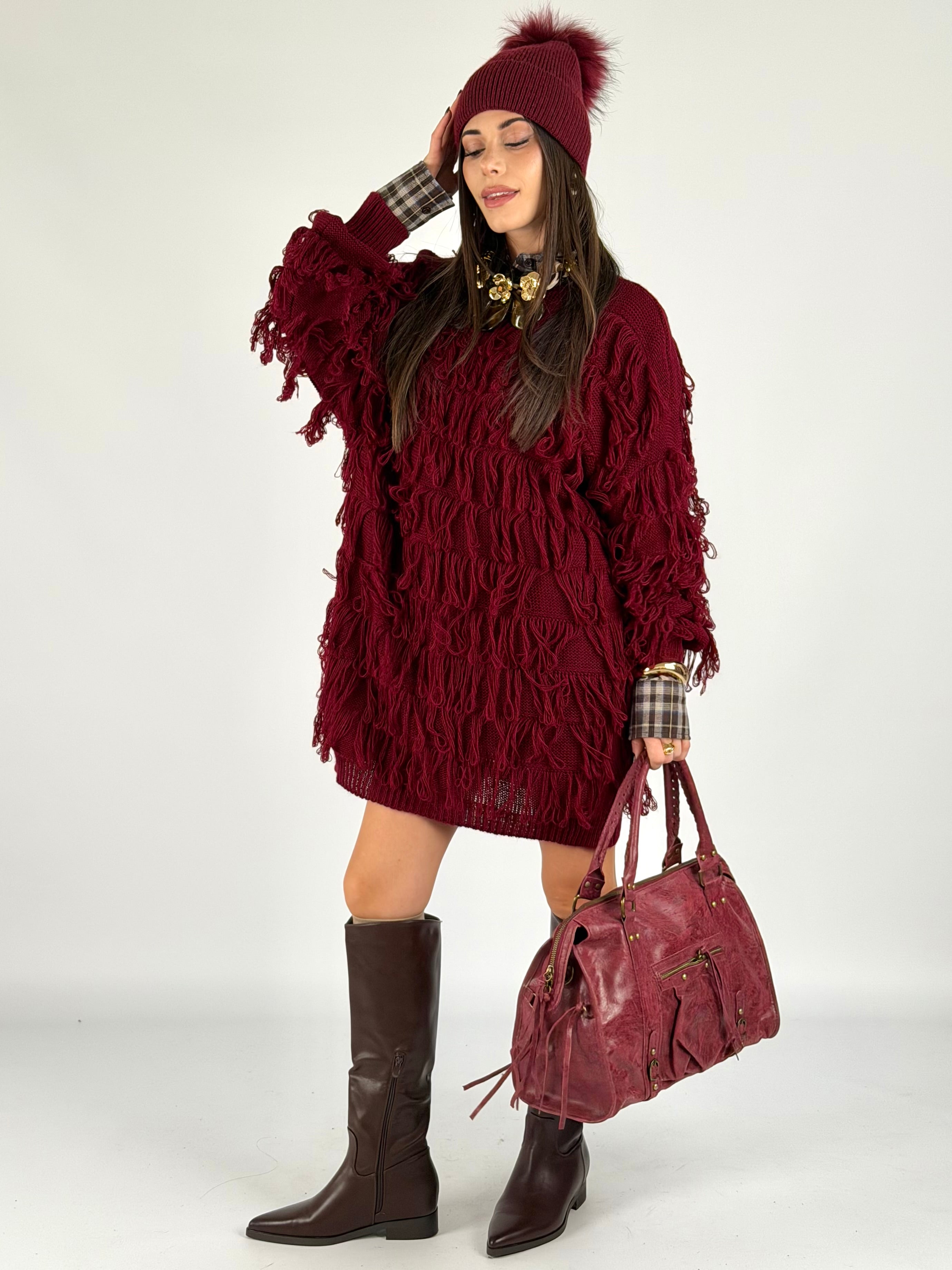 Abito frange bordeaux