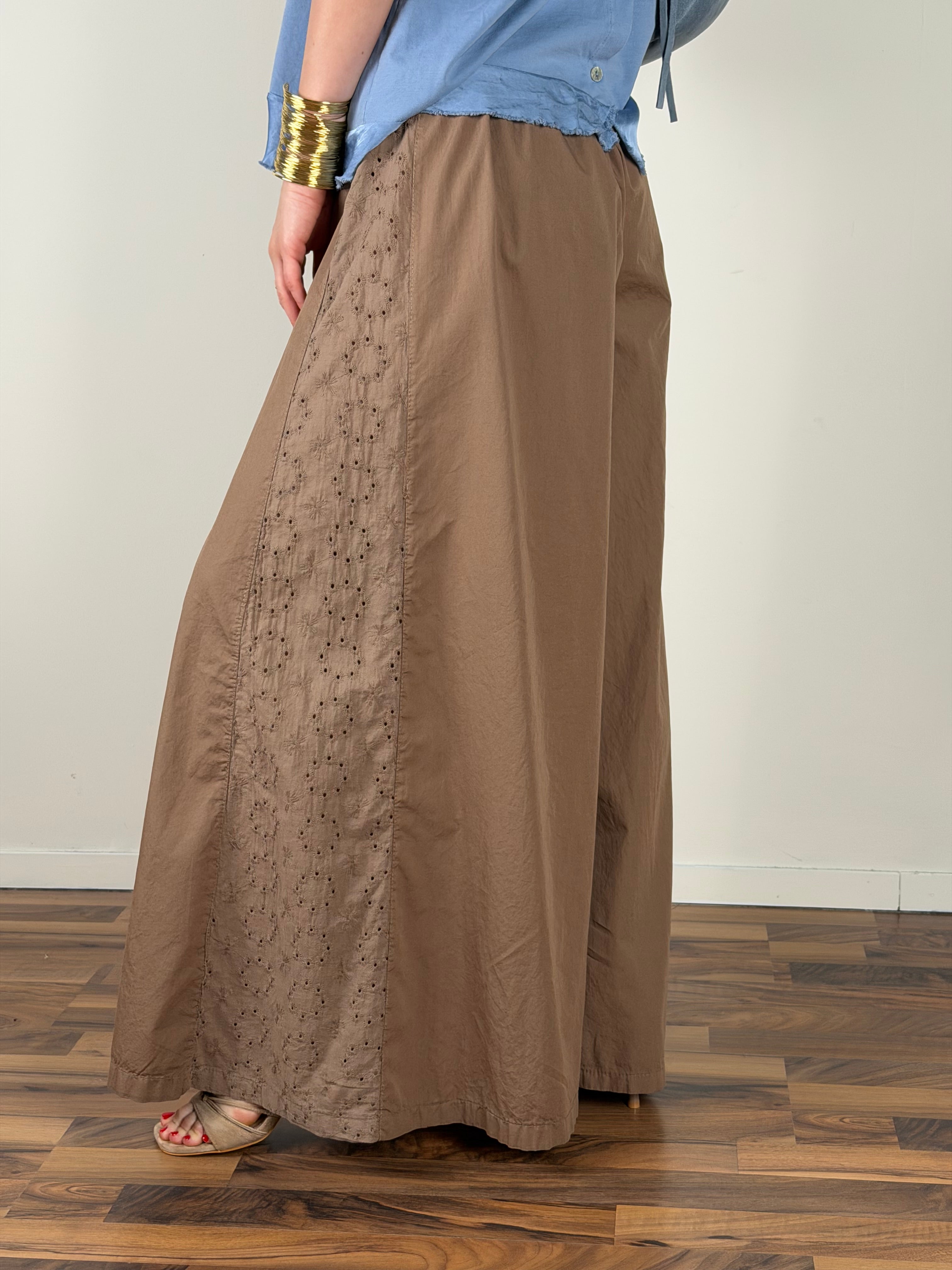 Pantalone colors pizzo sangallo tabacco