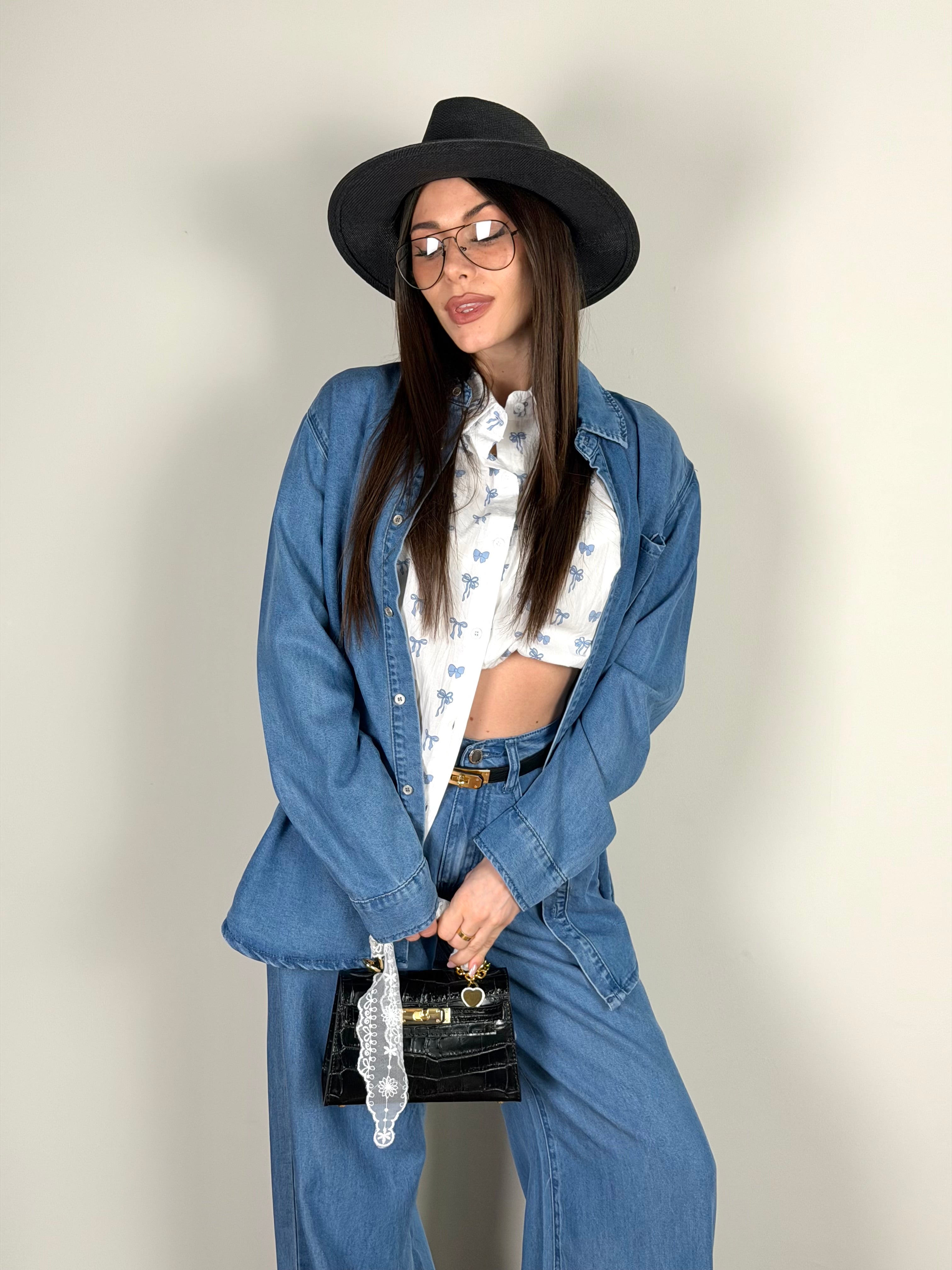 Camicia Rose blu scuro