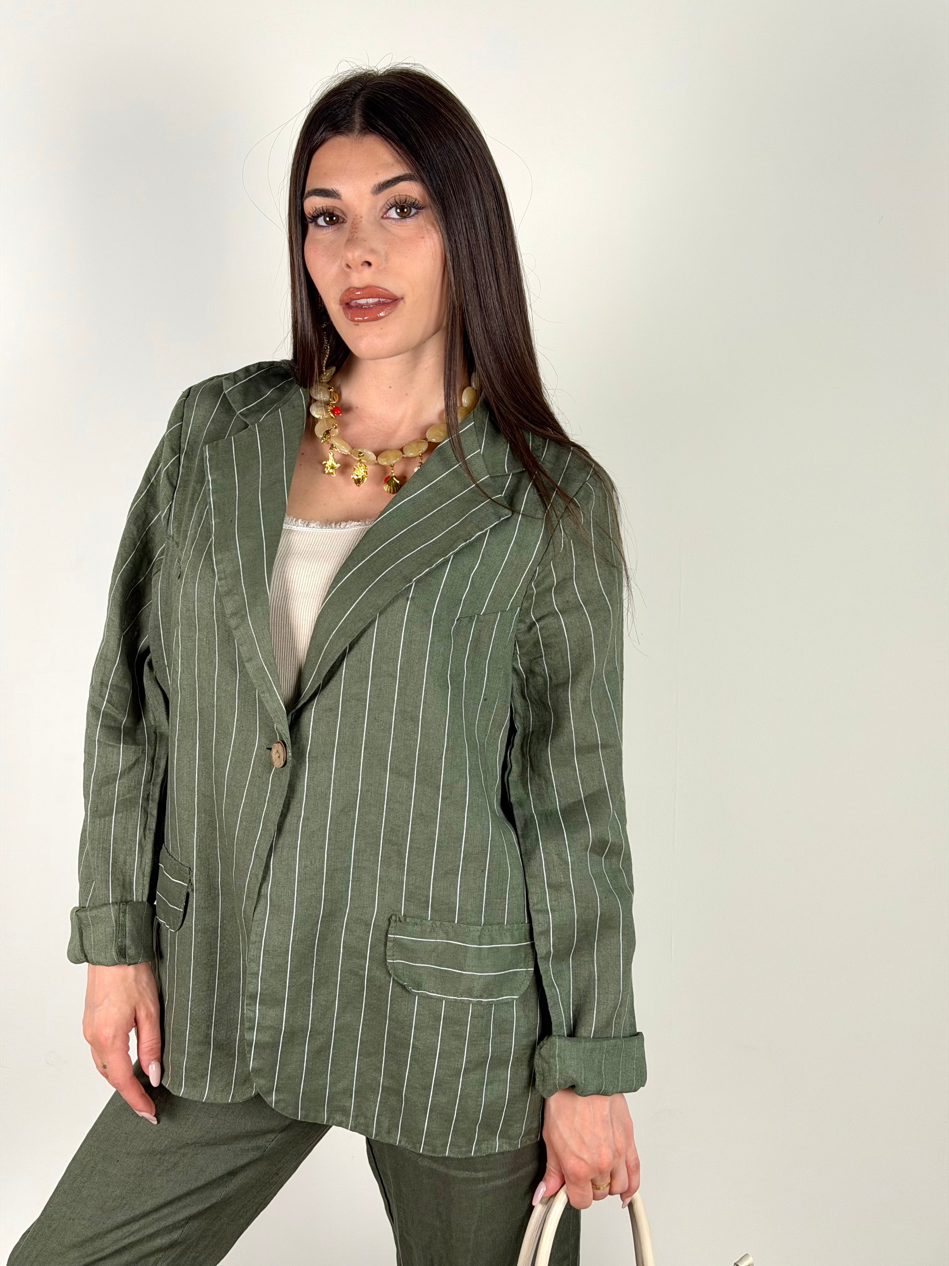 Giacca puro lino Benny verde