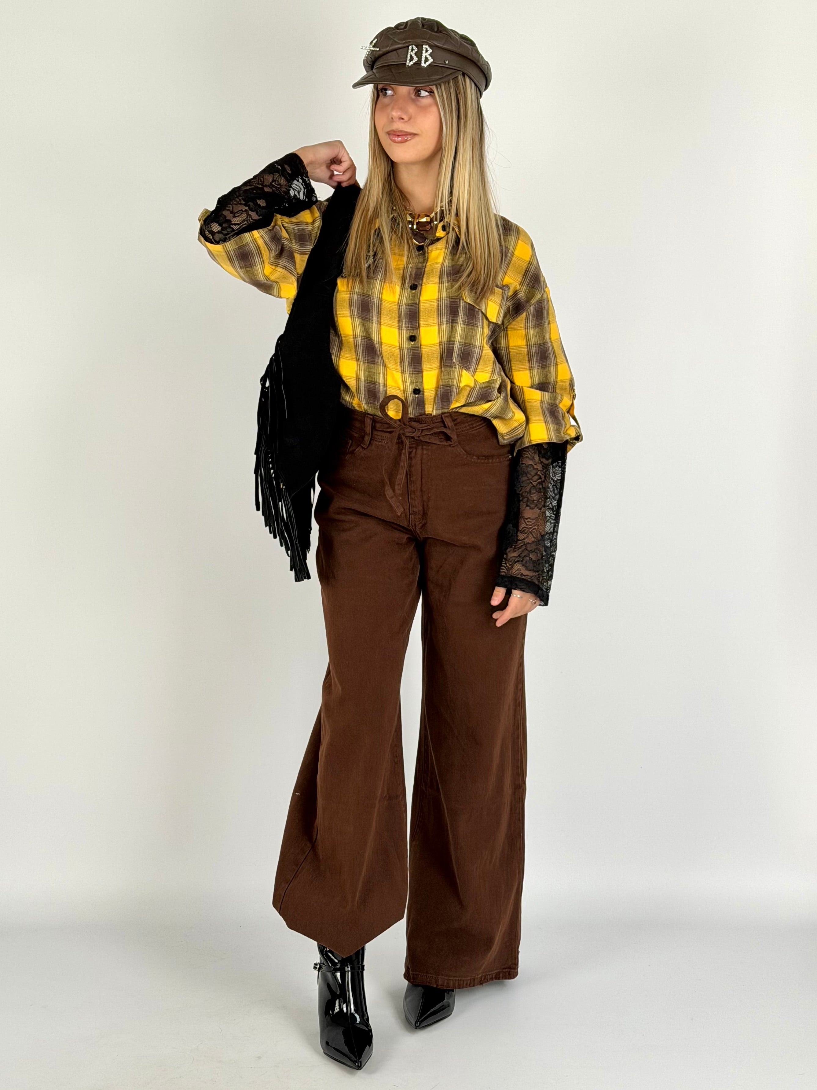 Camicia check Sally gialla