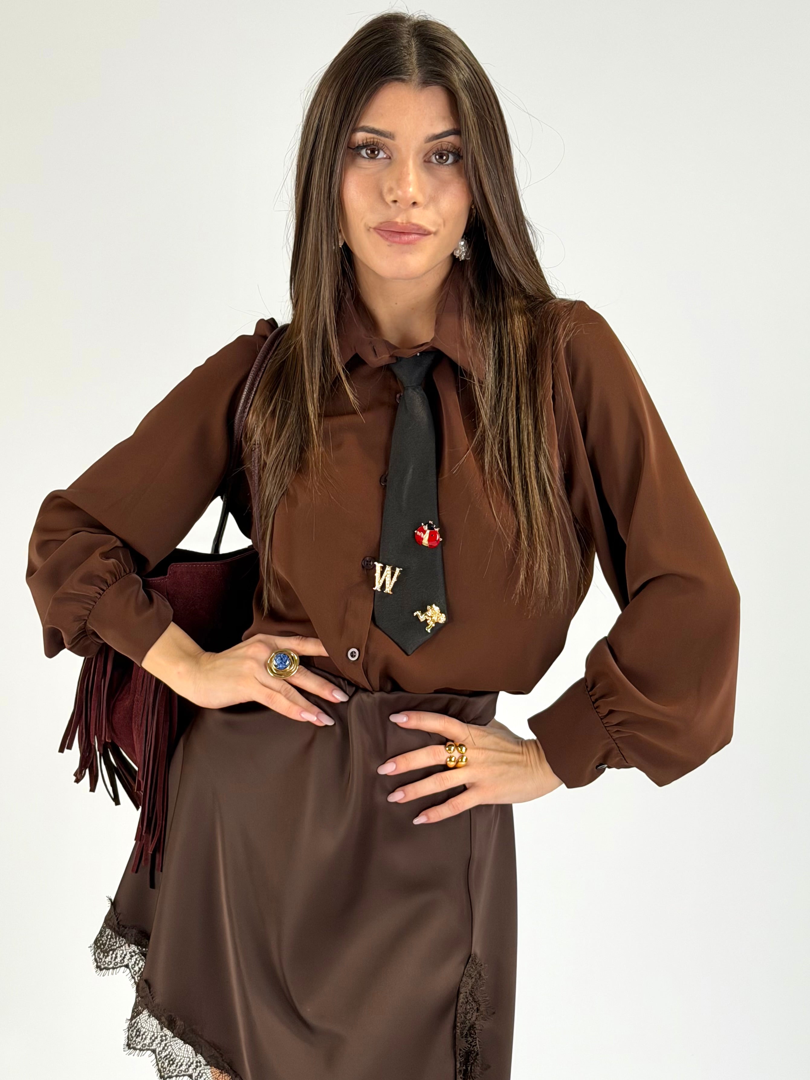 Camicia cravatta sporty moro