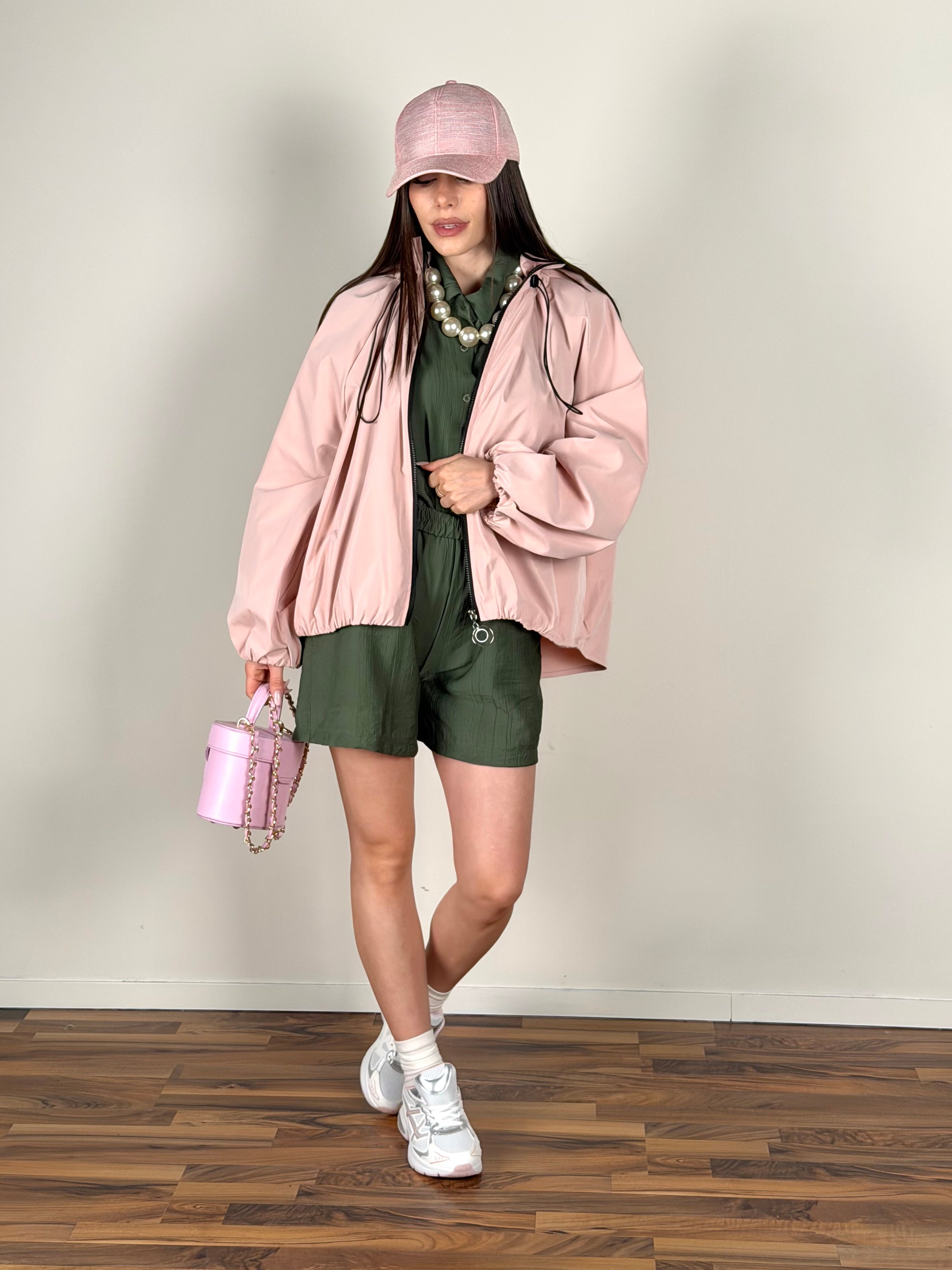Bomber arricciato rosa