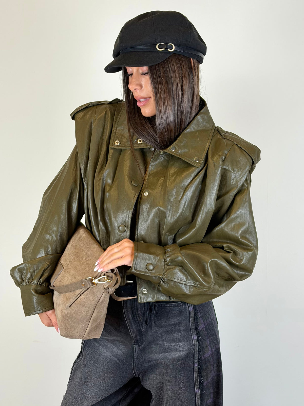Bomber ecopelle London verde