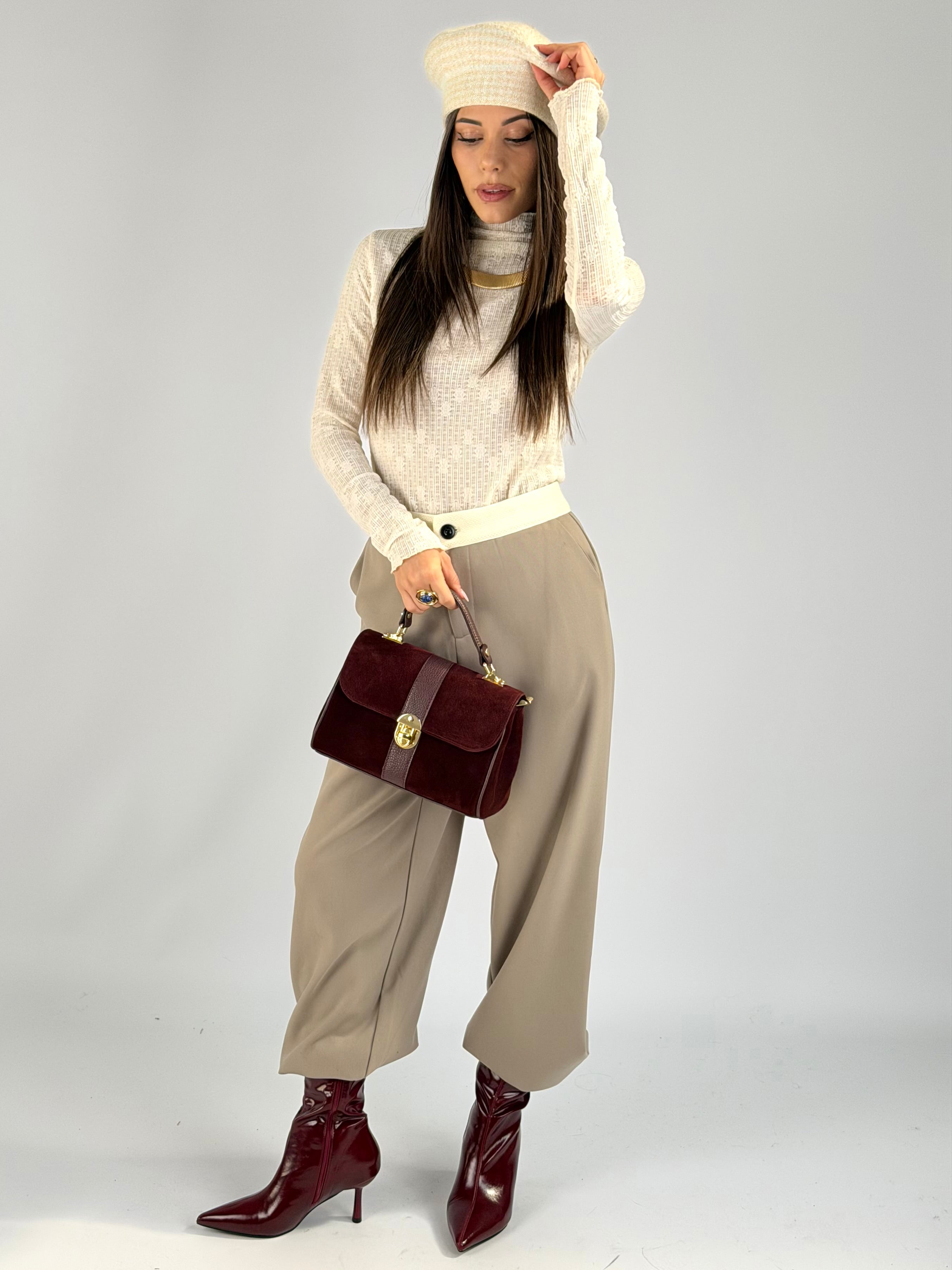 Pantalone risvolto grigio