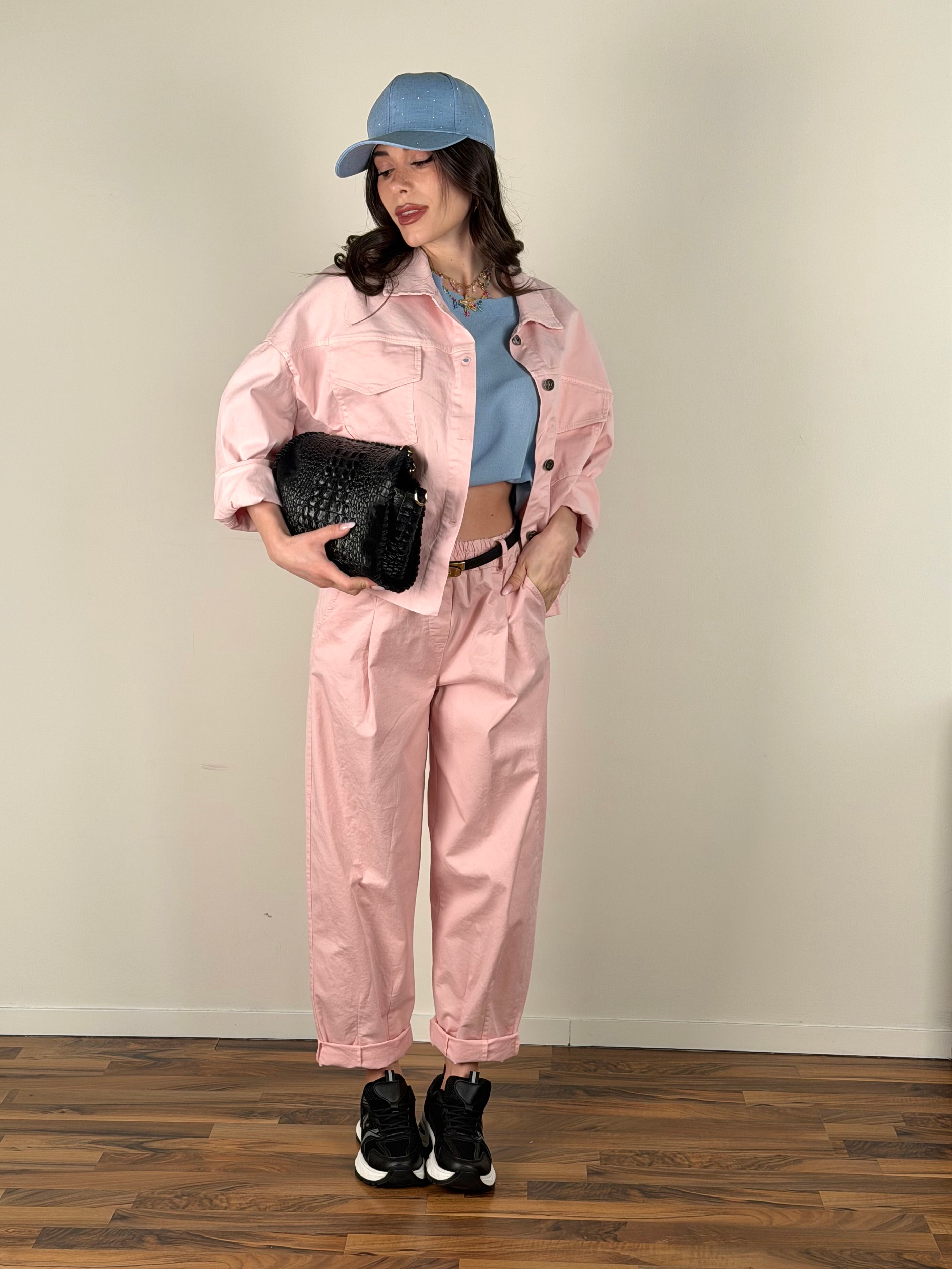 Giubbino jeans Carmen rosa