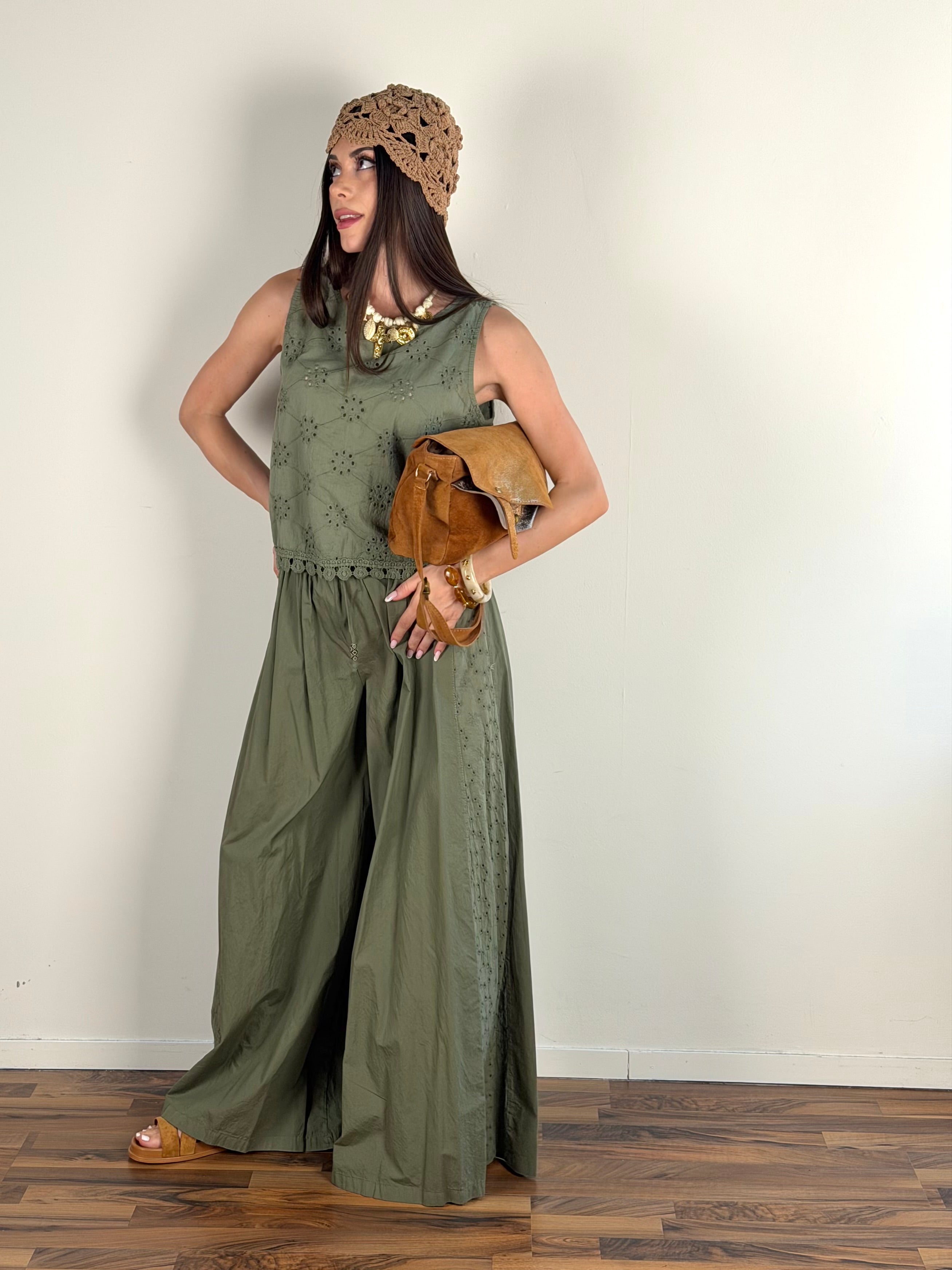 Pantalone colors pizzo sangallo verde