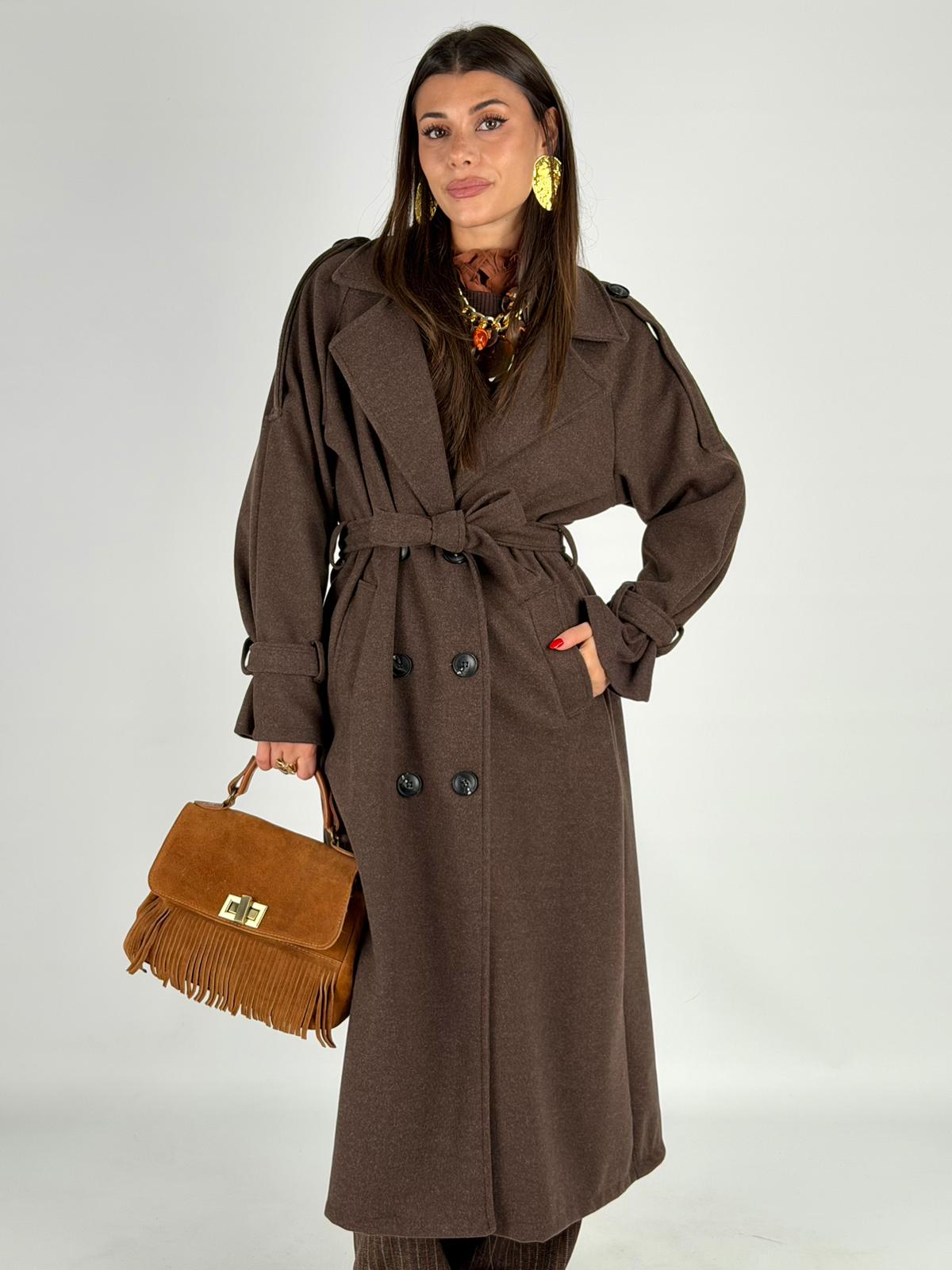 Maxi cappotto fiocco moro
