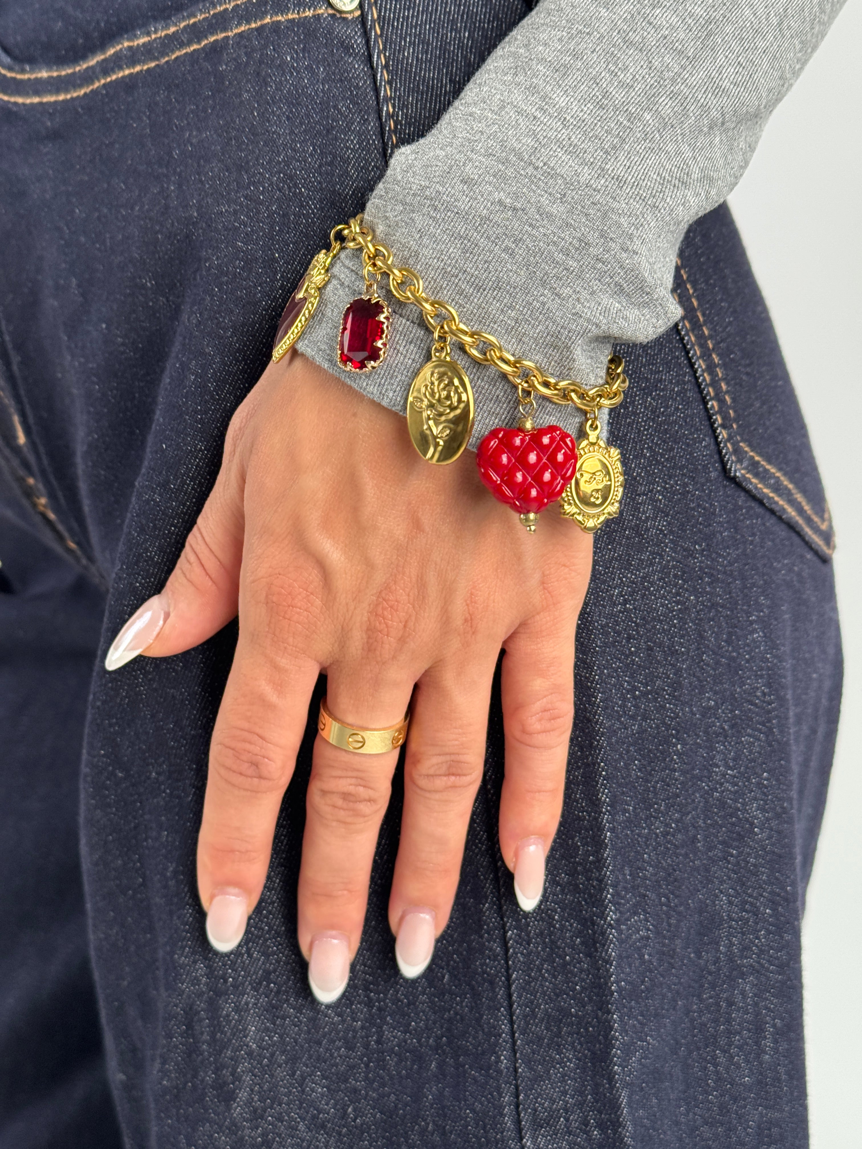 Bracciale cuore bombato - 2 colori