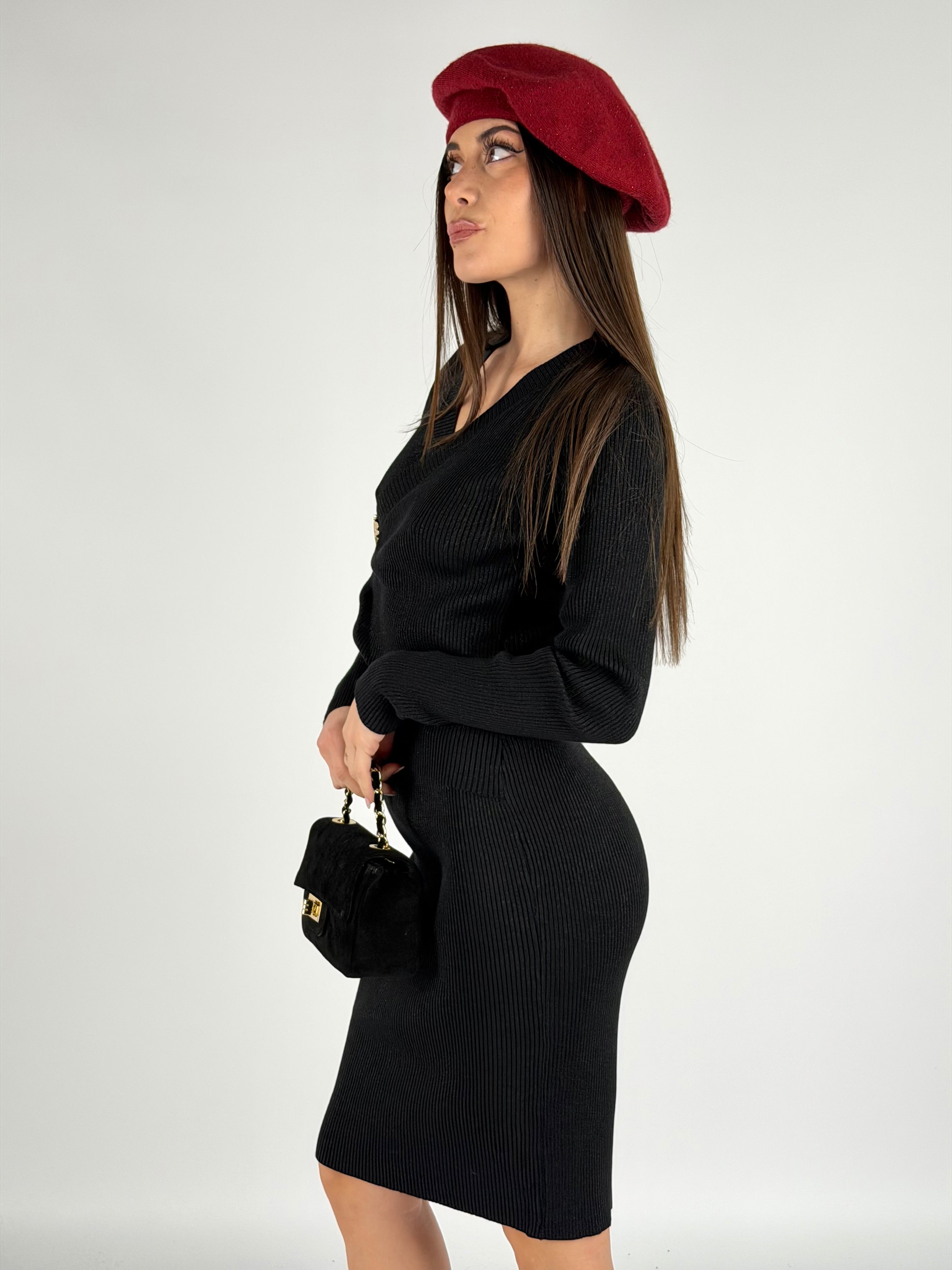 Abito tubino lurex nero