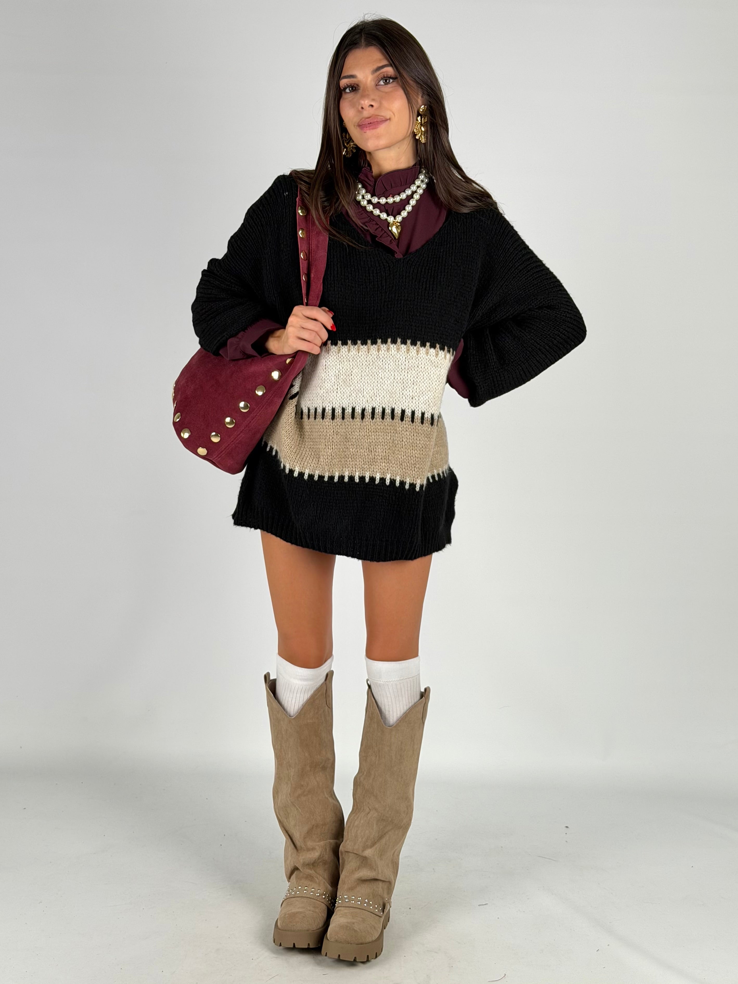 Abito/maglione fascia nero